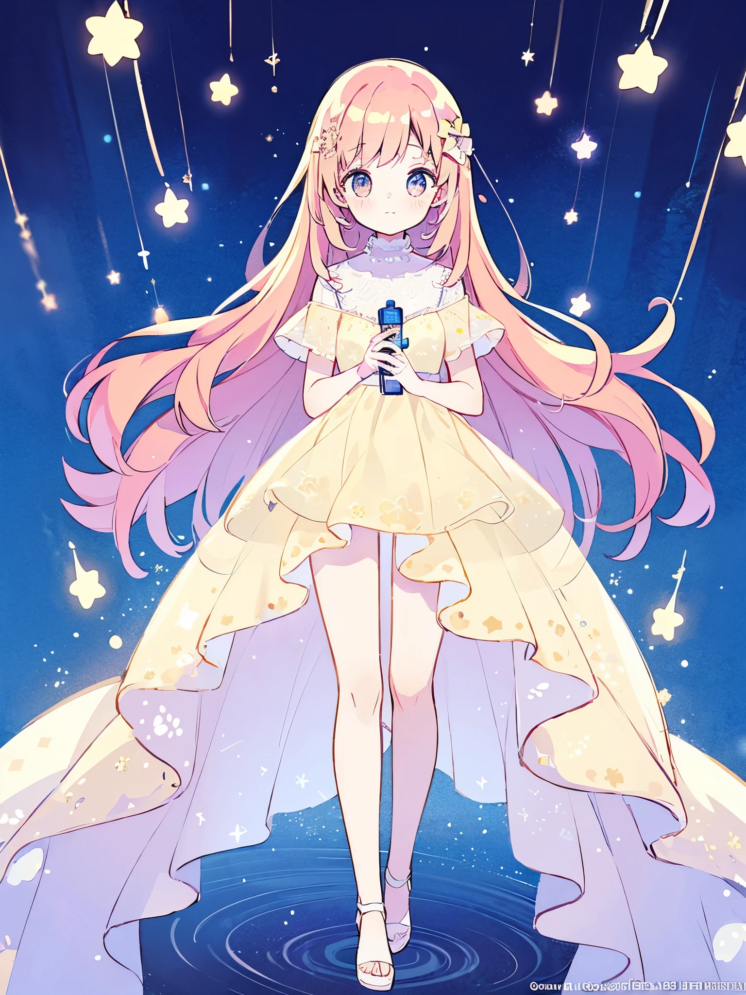 complex background, wishing star background, a woman wearing an ethereal layered translucent dress, perfume promo art, mystic, complex drawing, highly detailed, Covergirl brand, promo art, artistic rendition, ethereal, starry night, midjourney style
