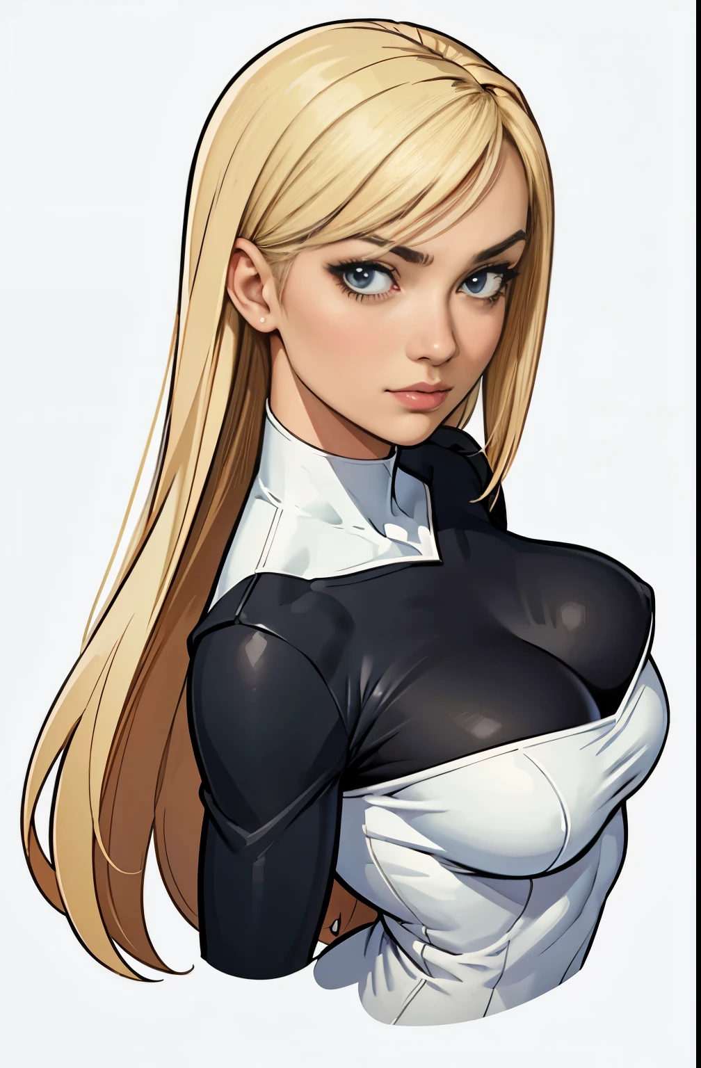 estilo de desenho animado:1.2), Yvonne Strahovski mulher Imagem de desenho animado de uma mulher , roupas sensuais , garota super fofa, authoritarian would be facial expressioncartoon style illustration, estilo de arte dos desenhos animados, estilo de arte dos desenhos animados, digital illustration style, design de personagens altamente detalhado, arte digital detalhada fofa, City fan art, design de personagem retrato, beautiful digital illustration, retrato de alta qualidade, arte em quadrinhos, retrato do design do personagem, white background Buso without clothes and medium breasts, beautiful and symmetrical body curves