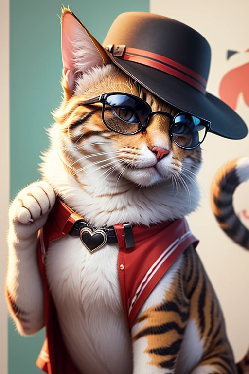 A closeup of a cat wearing a hat and sunglasses, painting digital adorable, arte digital bonito, arte digital detalhada bonito, olhando heckin legal e elegante, arte digital peluda, Gato. pintura digital, anthropomorphic cat, awesome cat, artista peludo, papel de parede de alta qualidade, papel de parede do telefone hd, Arte peluda, Arte digital alucinante, papel de parede do telefone hd, paper awesome wallpaper
