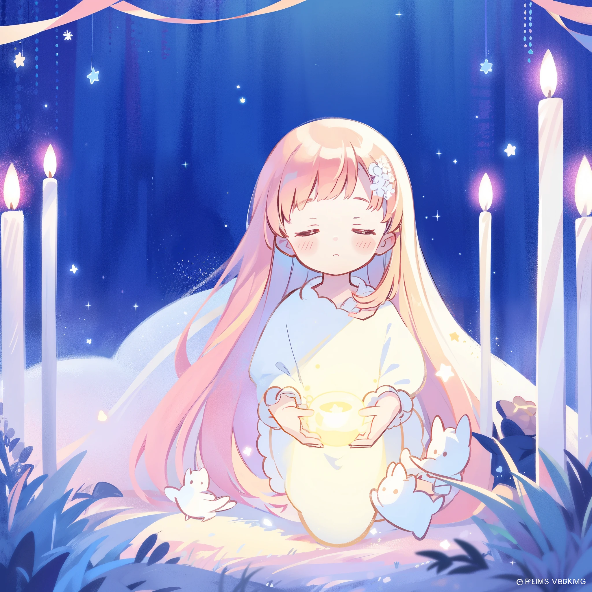 complex background, wishing star background, a woman wearing an ethereal mystical pink translucent dress that reflects the stars, dreamy, peaceful, serene composition, glowing stars, glowing, perfume promo art, mystic, complex drawing, highly detailed, Covergirl brand, promo art, artistic rendition, ethereal, starry night, midjourney style
