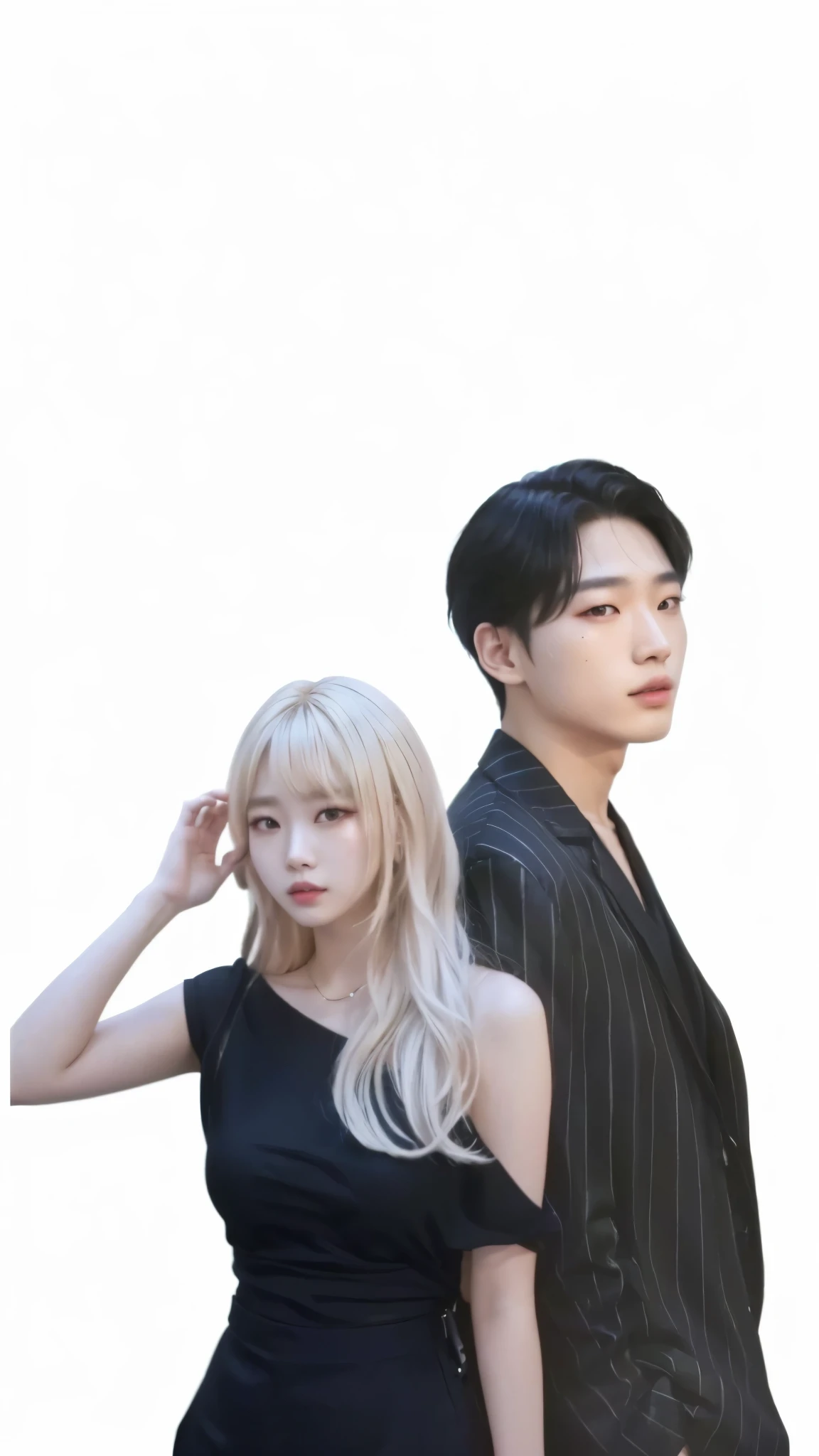 there are two people standing next to each other in a photo, kda and sam yang, nixeu and sakimichan, sakimichan and frank franzzeta, kpop amino, Jeon Jung Kook, jia, high quality fanart, kpop, headshot profile picture, kda, lv, korean idol, leaked image, yamy, sakimichan