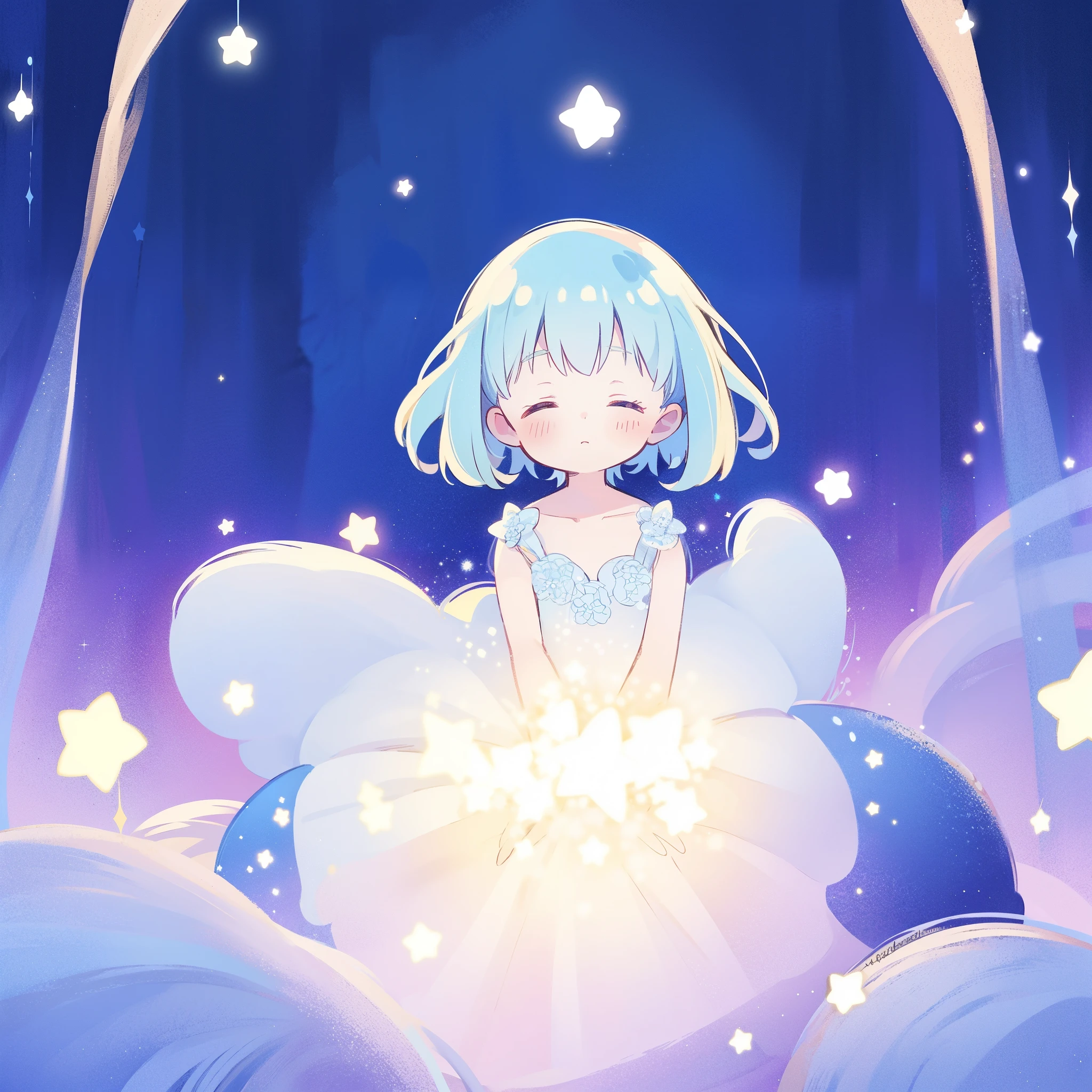 complex background, wishing star background, a woman wearing an ethereal mystical pink translucent dress that reflects the stars, dreamy, peaceful, serene composition, glowing stars, glowing, perfume promo art, mystic, complex drawing, highly detailed, Covergirl brand, promo art, artistic rendition, ethereal, starry night, midjourney style