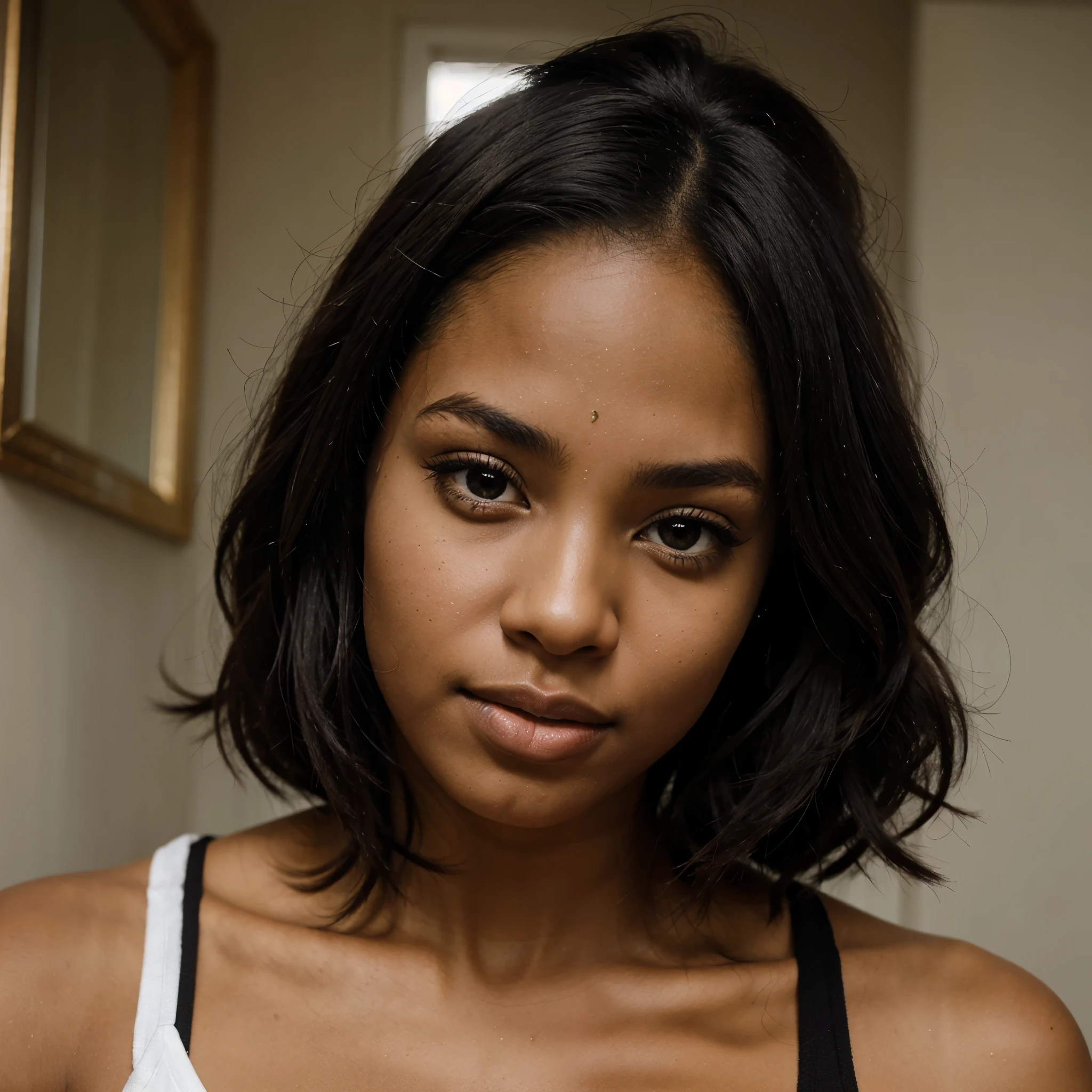 Mixed black ethnicity, selfie, portrait, beautiful girl, perfect face