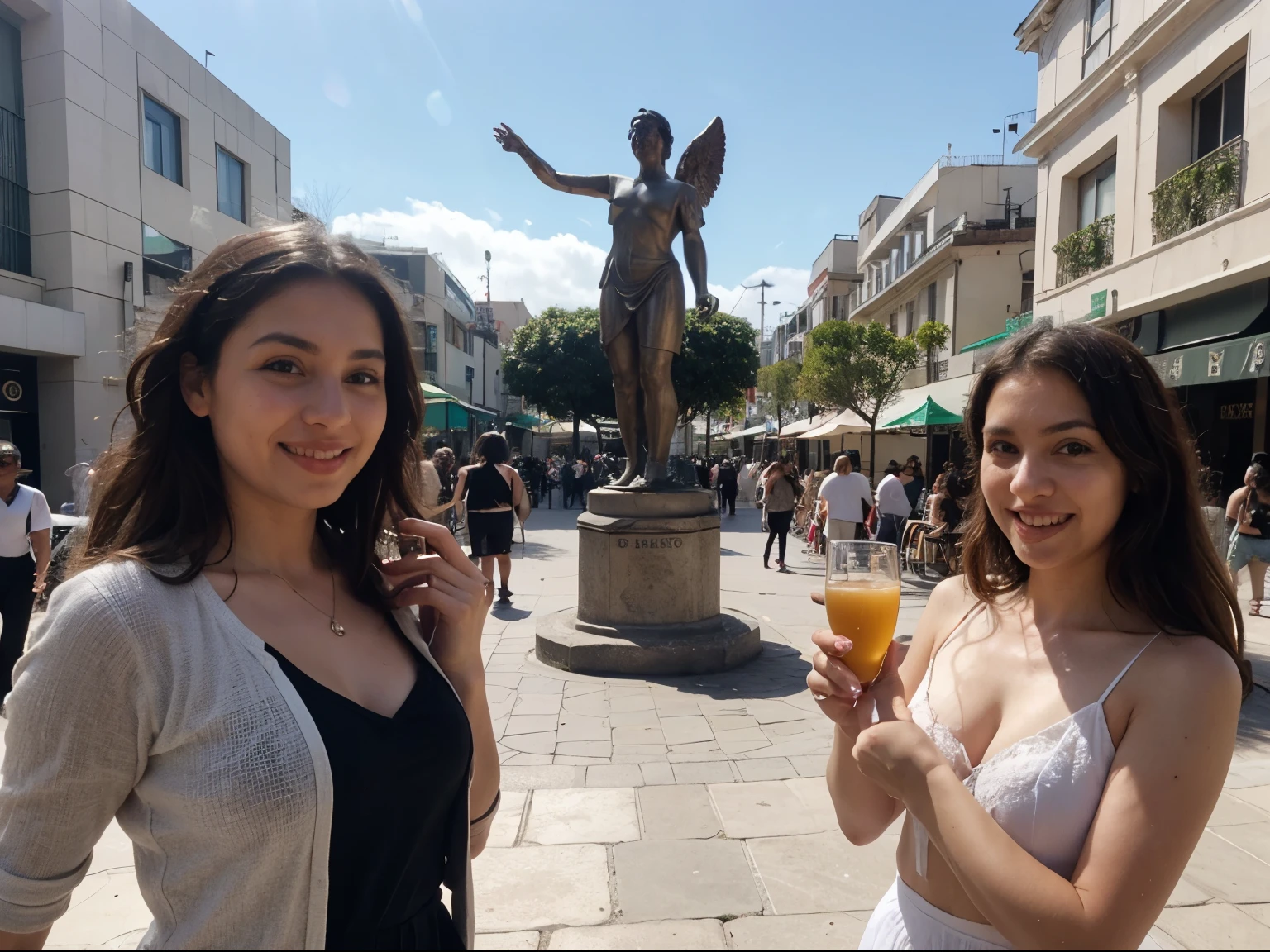 A group of friends enjoys a sunny day in Mexico City, walking along the Paseo de la Reforma and admiring the Angel of Independence. Entre risas y conversaciones, They enter the historic center, savoring the local cuisine and absorbing the energy of music and dance. Un viaje inolvidable que celebra la amistad y la cultura mexicana.
tomando una bebida



