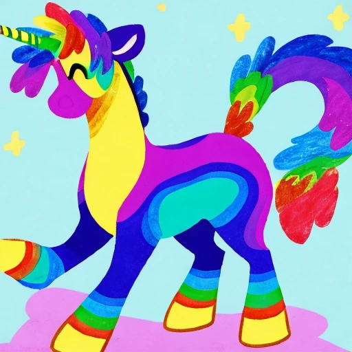 Male Unicorn, feral, rainbow bomb