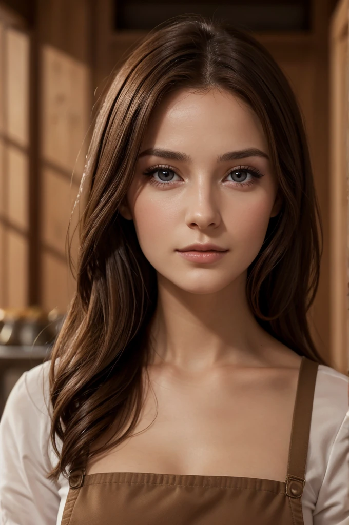 jeune femme de 25 ans, visage fin, cheveux long, Yeux marrons, HD, 8k, chef-d'artwork, sourire romantique, sexy, costume complet en cuir noir, Esclavage, clivage, studded jumpsuit, tatouages, garter, Chains, yakuza tattoos, aux seins nus