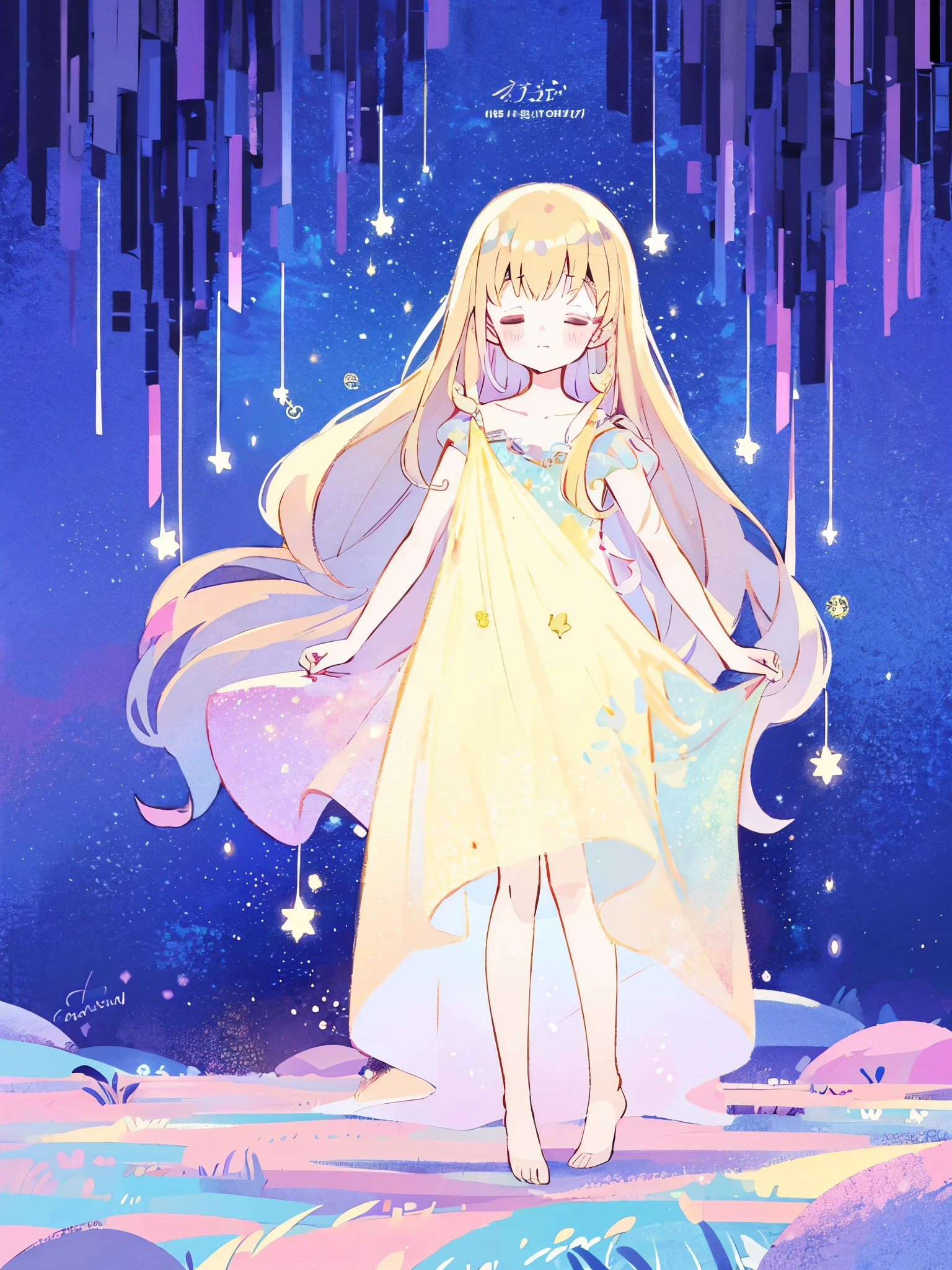 complex background, wishing star background, a woman wearing an ethereal mystical pink translucent dress that reflects the stars, perfume promo art, mystic, complex drawing, highly detailed, Covergirl brand, promo art, artistic rendition, ethereal, starry night, midjourney style