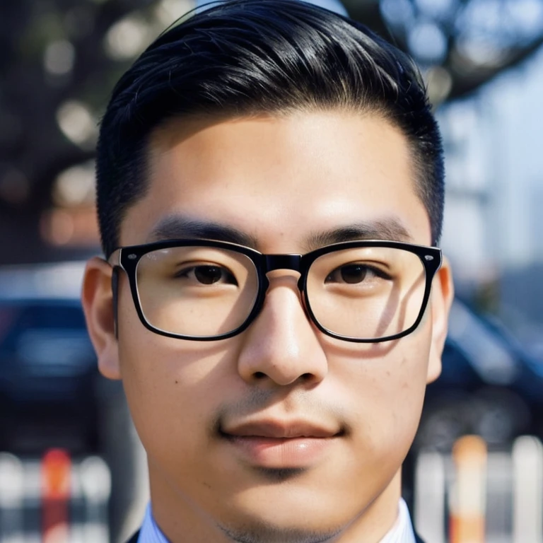 arafed asian man with glasses and a tie in front of a building, Asian man, wearing black framed glasses, wearing black rimmed glasses, Headshot profile picture, Christopher Chao, Reuben Wu, black rimmed glasses, Southeast Asians with round faces, 2 8 years, man with glasses, Age 2 9 years, Long, wavy black hair and glasses.