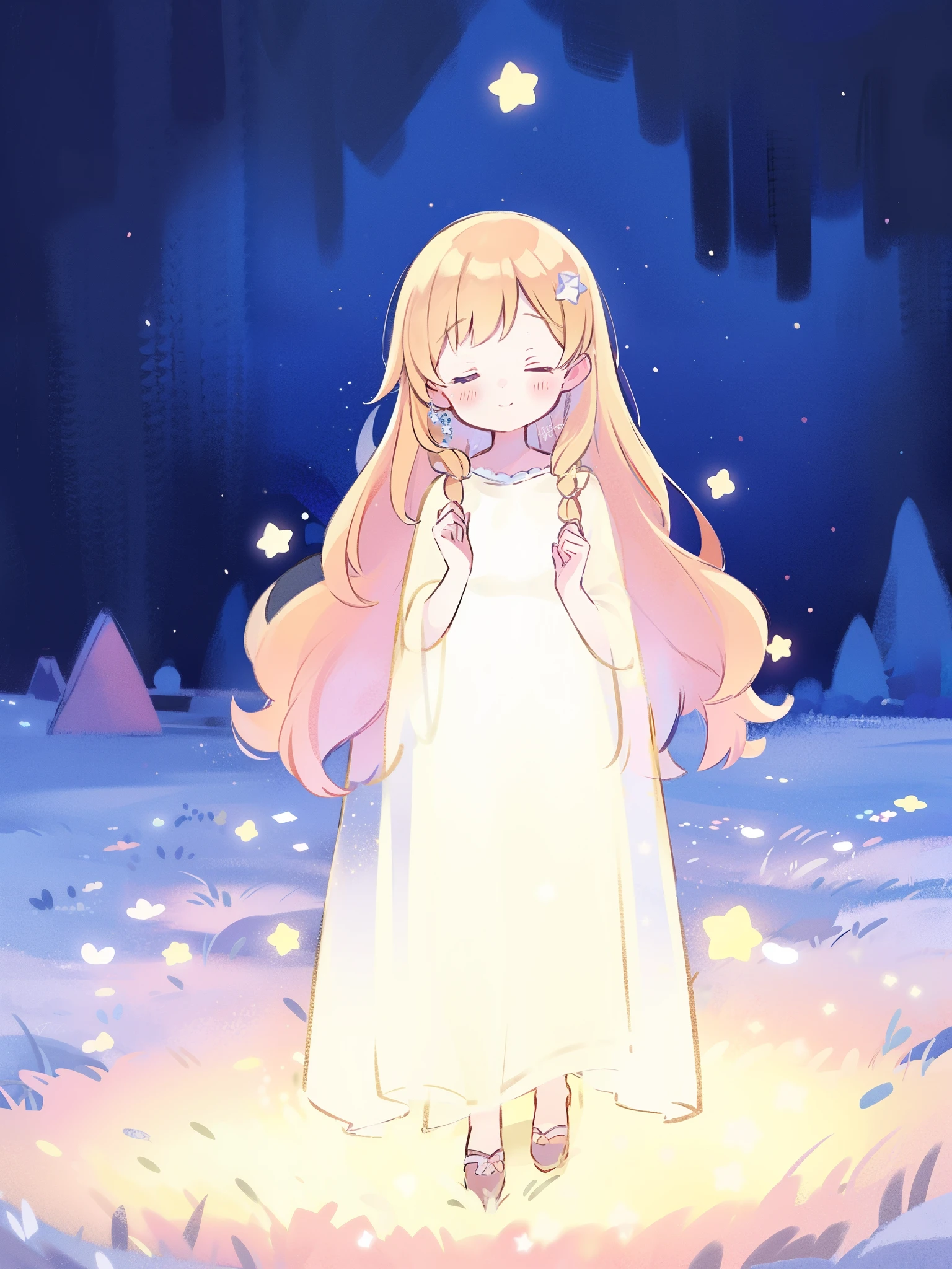 wishing stars, girl wearing an ethereal translucent dress made of stars, magical, fantasy, whimsical, complex drawing, highly detailed, ethereal, starry night, midjourney style