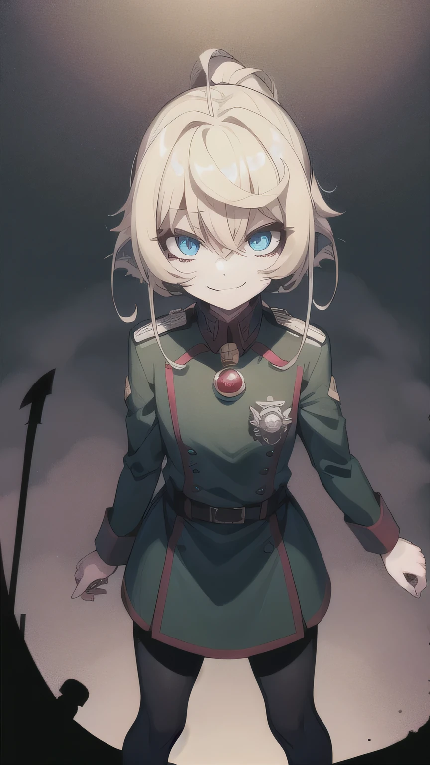 White hair, shy and uniformed red eyes
