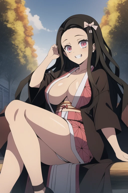 Nezuko busty big tit 1 chica,piernas,a girl at edificio,(((edificio))), flequillo trenzado,cola de caballo trenzada,(solo:1.2),delantal,muslos gruesos,bragas con lazo lateral, pelo calvo, 16 years,mirando al espectador, luz de sol,hanfu,