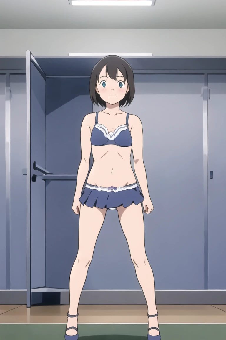 masterpiece, highest quality, alone,One Girl,Show Viewer,city,Anime Style,locker room、Change of clothes、
Tamaki,Ultra mini skirt、Lace panties、Lace bra、whole body、High heels、blush