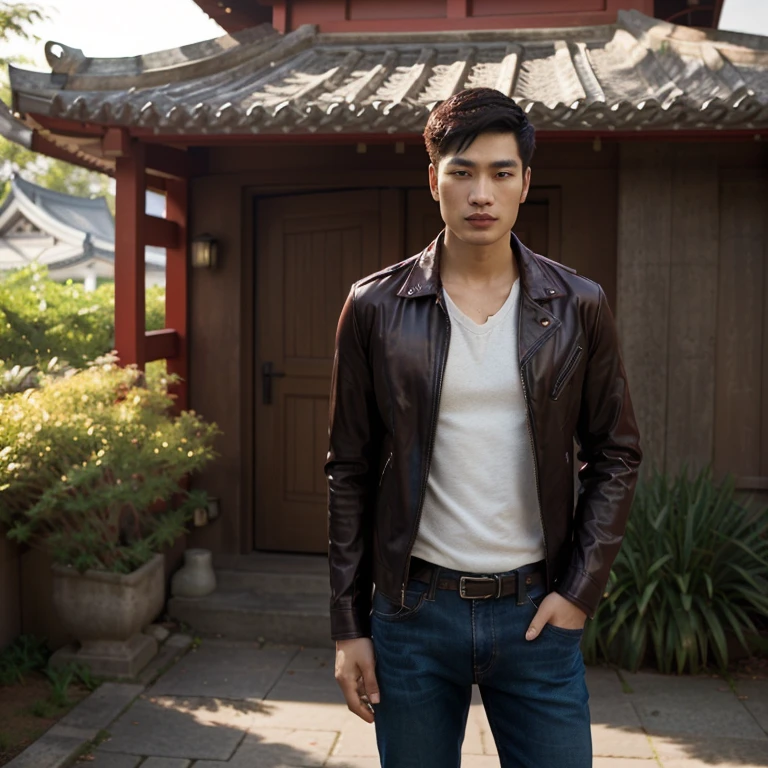 ชายชาวอาราฟWear a leather jacketยืนอยู่หน้ากระท่อม, Wear a leather jacket, Leather jacket and denim jeans, arafed asian man in red shirt standing in front of a pagoda, wearing a polo shirt, wearing red dress, Wear a red formal dress, reddish brown, red shirt, Asian man, light stubble with red shirt, Portraitกลางช็อต, red shirt brown pants, Handsome Chad Chin, Nanchuan, Basic, Portrait, Charming and good looking, photography, สีน้ำตาลแดงHandsome Chad Chin, Wear a leather jacket, Inspiration from Zhang Han, photography, Xiao Ron, In an old 1950s leather jacket, Wear a leather jacketสีดำ, Ryan Jia, leather clothes, Won Bin Lee