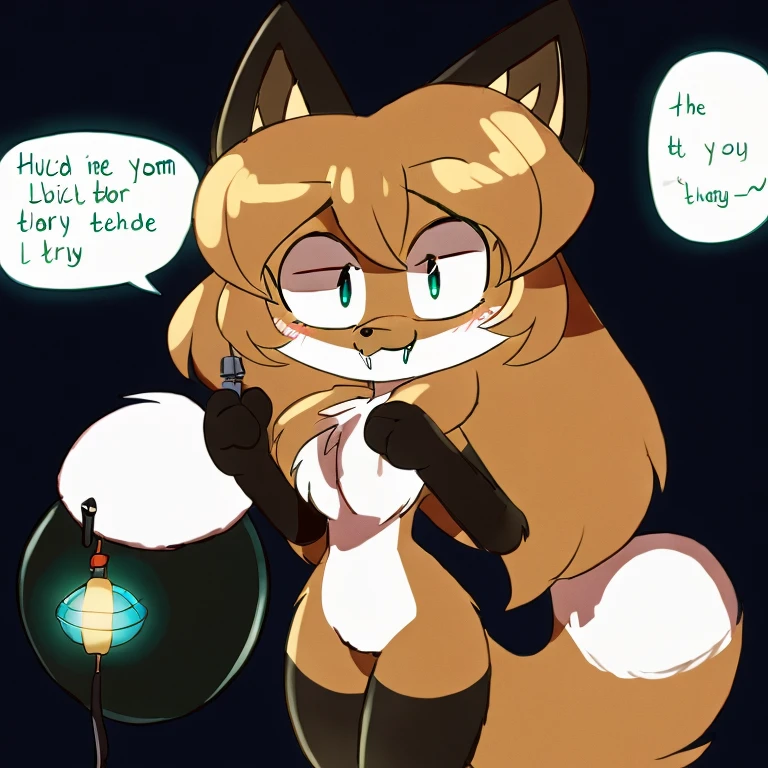 uploaded the e621, beautiful and detailed, woman (((female))) ((anthro)) Fox, (Averi, Fox girl), cinematic lighting, Fox, (anthro, fluffy fur), 1girl, anthro fox girl, body fur, curvy, sexy, nice, cute, hot, comfortable anime-style cartoon-style, digital drawing, SFW, flat chest, nervous smiling, green eyes, smug, fangs, holding a bomb, fuse, cartoon bomb, speech bubble, holding bomb with two hands, big black bomb, black sphere, fuse bomb, lit fuse