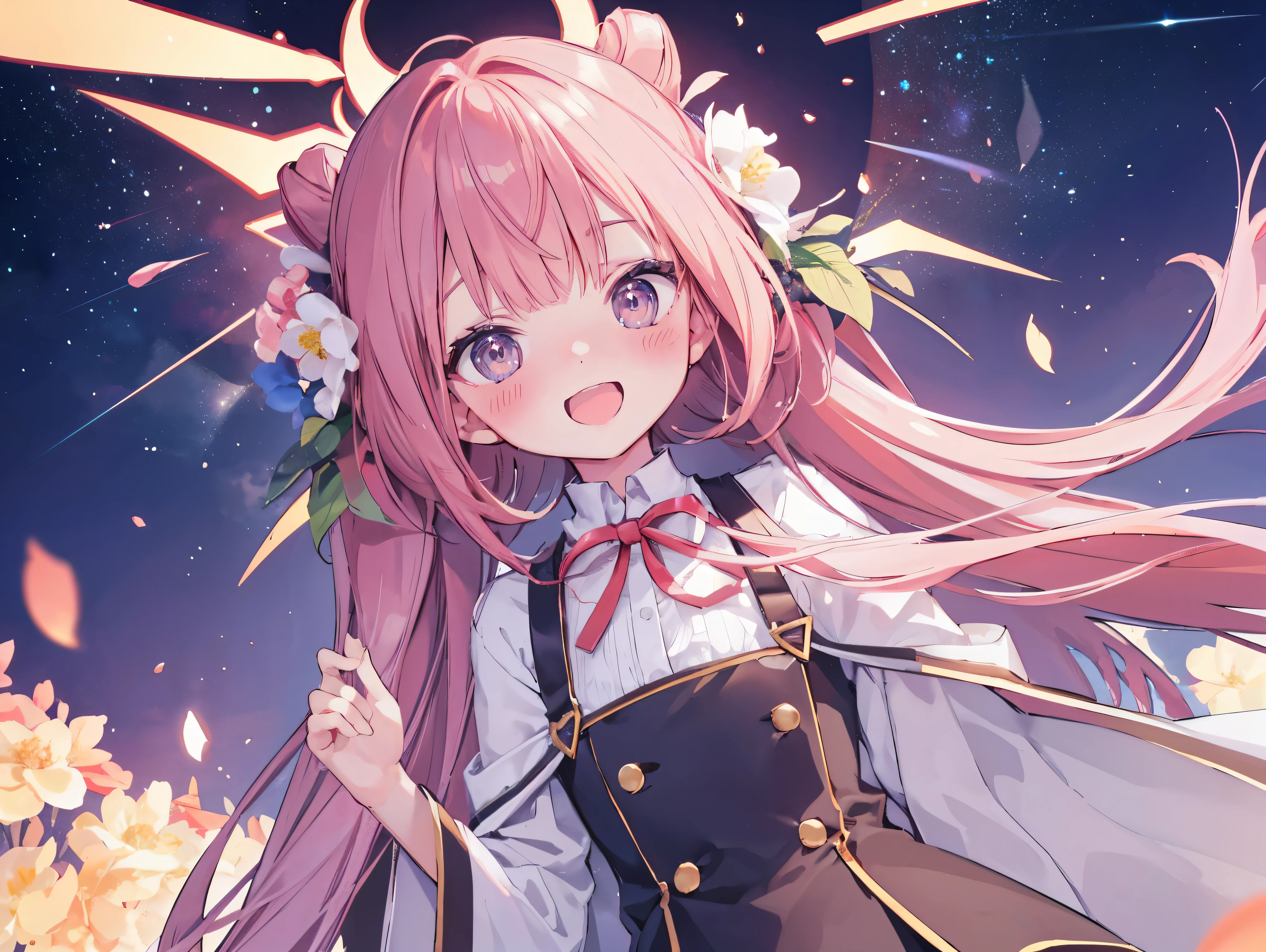 Masterpiece、Highest quality、highest quality、Good looking girl (blush), independent , Looking into the camera, masterpiece, Anime art style, (Open Mouth Smile)、Shiny hair quality、Small face、Dynamic pose、Super detailed, beautiful, wide eyes、Ultra-detailed, clear and beautiful faces、(cute illustration:1.2), High-resolution, ultra-detailed, best quality, embarrassed、Thighs, Awards, Anatomically correct