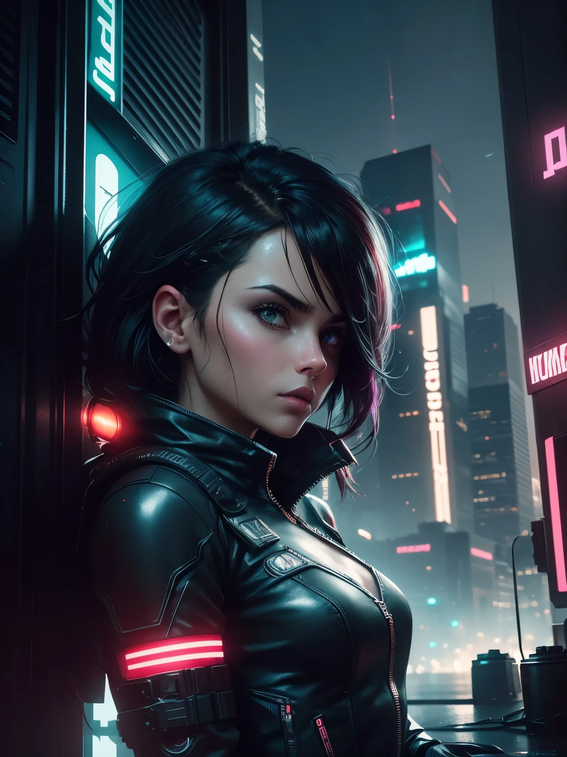 (best quality,4k,highres:1.2,ultra-detailed:1.1),(realistic,photo-realistic:1.37),cinematic,logo,cyberpunk, girl, neutral background,shield,metallic textures,glowing neon lights,futuristic aesthetics,vibrant colors,sharp focus,3D rendering,modern art,concept artists,high-tech gadgets,flying vehicles,urban landscape,cityscape,noir atmosphere,dystopian society,high contrast,gritty details,scifi fashion,technological advancements,advanced weaponry,decentralized networks,urban decay,heroic pose,mysterious figure,tension,action-packed scene,imposing silhouette,reflection,crimson hues,deep shadows,electric energy,Wi-Fi symbols,glitch effect,retro elements