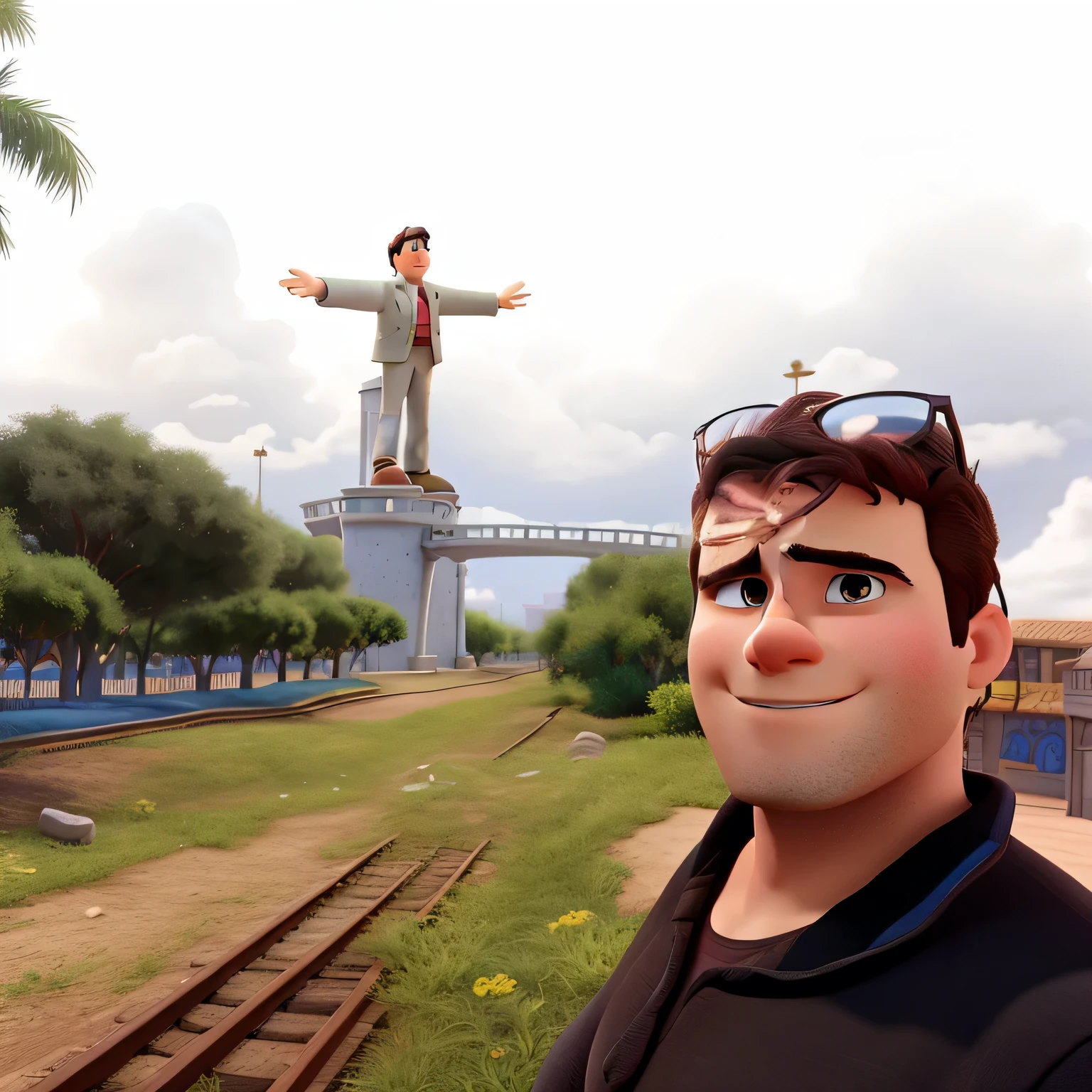 The man in the photo in Disney 3D animation style