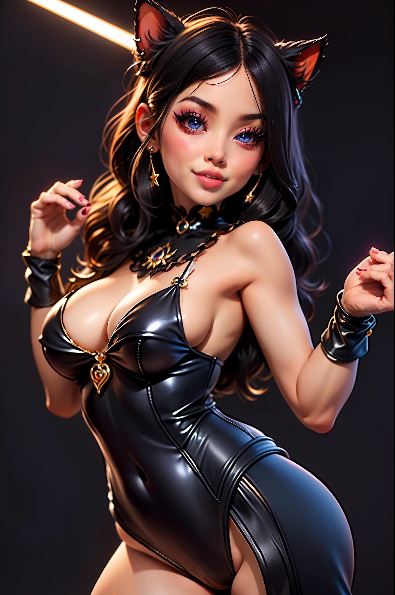 1 chica, linda chica japonesa, ojos grandes, cara sexy, sonrisa seductora, solo, junkotvv pelo negro, orejas de gato, ojos rojos, estilista pelo largo, golpes, see through, open erotic swimsuit, ombligo, neon blue eyes, double eyelids, areola perfecta rosada, diadema con orejas de conejo, cuello, cuello bone, red sensual labios, fuera del hombro, pecho redondo perfecto, little mom, escote, muestra sus senos, erotic, NSFW, anteojos, Rubor, sonrisa seductora, cara linda, mirando al espectador, pose sexy, fondo plano verde brillante, pelo negro oscuro, fondo sencillo, pose sexy, labios, boca cerrada, cinta, hair cinta, aretes estelares, golpes, parte superior del cuerpo, parted golpes, red cinta