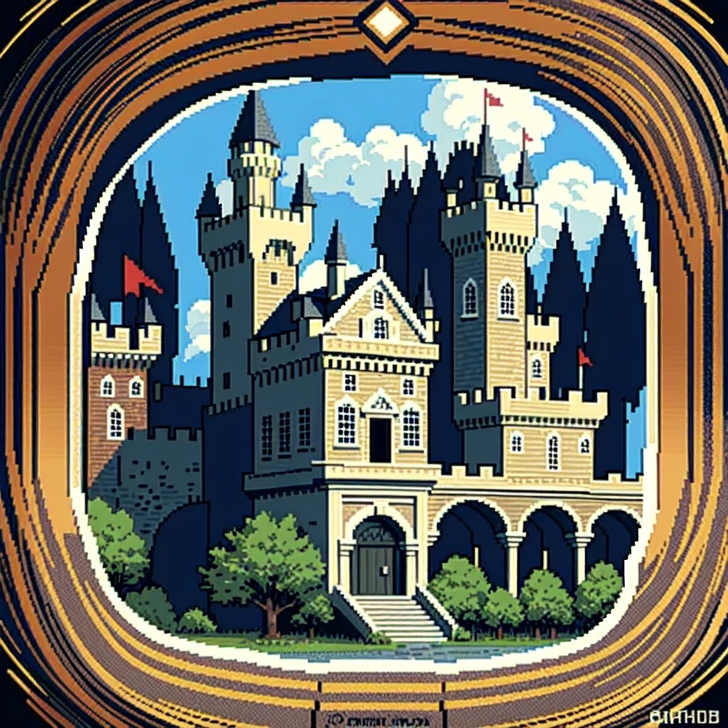 (masterpiece, top quality, best quality), pixel,pixel art,attac on titan anime,maria wall,background inside castle,fullbody