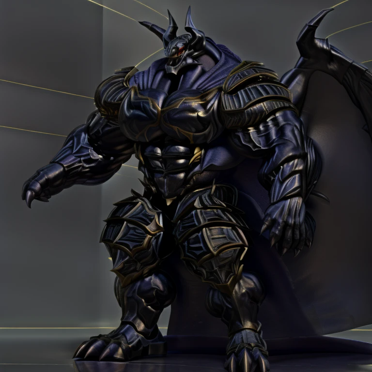 demon lord dragon batzz,  (masterpiece, best quality, detailed:1.2) full body, detailed full body, a knight's mechanical armor, glowing wide and heavy armor, wears full body armor. massive muscles, huge pecs, chiseled abs, huge pectorals, exaggeratedly huge muscles. wearing a cloak. unusually developed muscular body big muscle, pecs, triceps, traps, waist narrow, unusually developed muscular body, The claws are sharp, Sharp teeth, Spread wings, It has wings. have big wings, FULL BODY, giant, huge body, long legs,