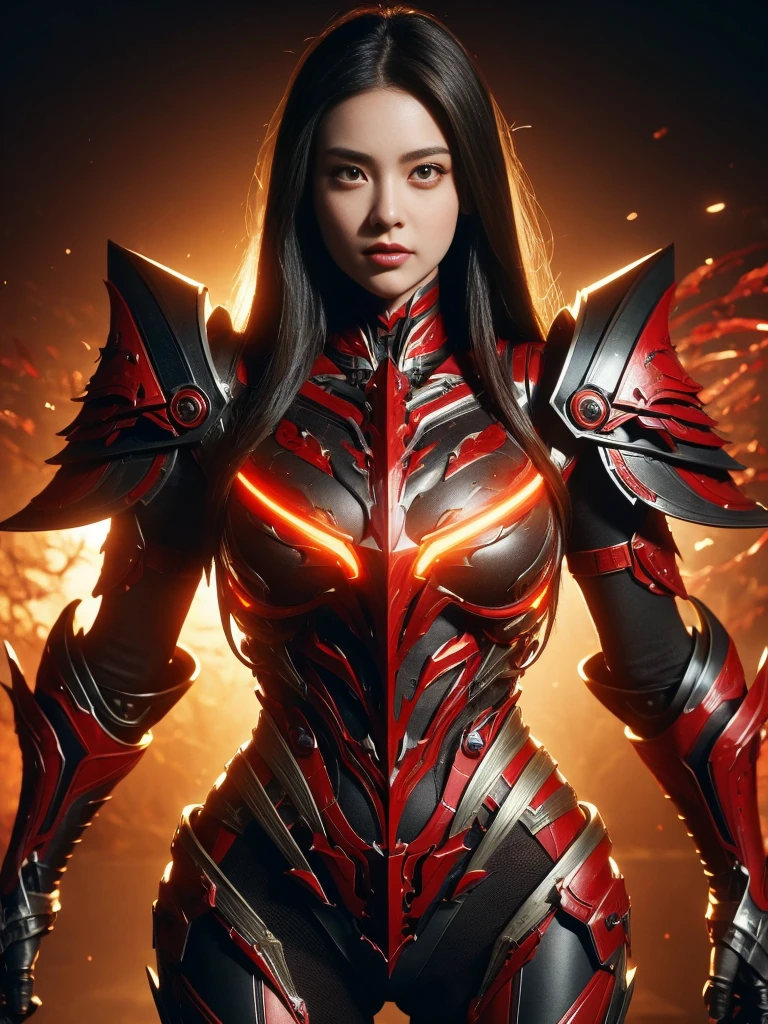 A seductive voluptuous female killer cyborg woman with shoulder length dark hair and (glowing red bionic eyes), wearing powered armor, holding a heavy weapon.
(masterpiece), best quality, (masterpiece), masterwork, highly detailed skin and pores, hyperrealism, extreme detail, best quality, expressive eyes, perfect face,