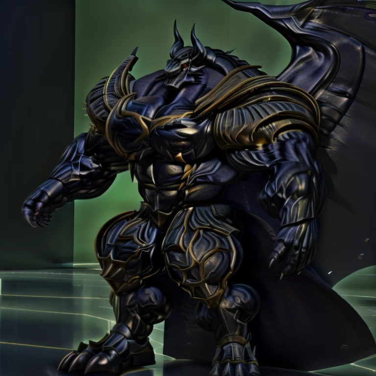 demon lord dragon batzz,  (masterpiece, best quality, detailed:1.2) full body, detailed full body, a knight's mechanical armor, glowing wide and heavy armor, wears full body armor. massive muscles, huge pecs, chiseled abs, huge pectorals, exaggeratedly huge muscles. wearing a cloak. unusually developed muscular body big muscle, pecs, triceps, traps, waist narrow, unusually developed muscular body, The claws are sharp, Sharp teeth, Spread wings, It has wings. have big wings, FULL BODY, giant, huge body, long legs,