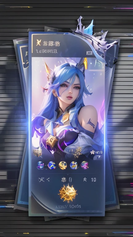 a close up of a card with a picture of a woman with blue hair, ig model | artgerm, 8k artgerm bokeh, epic battle screen of hero, wild rift, irelia, seraphine ahri kda, league of legends character, extremely detailed artgerm, arcane jinx, ashe, portrait of jinx from arcane