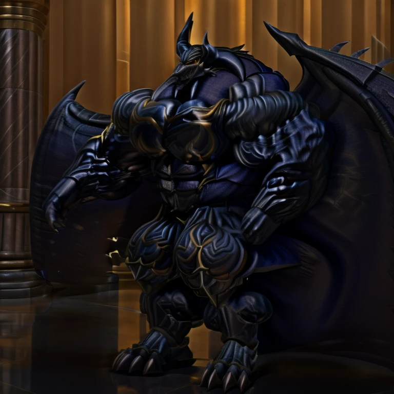 demon lord dragon batzz,  (masterpiece, best quality, detailed:1.2) full body, detailed full body, a knight's mechanical armor, glowing wide and heavy armor, wears full body armor. massive muscles, huge pecs, chiseled abs, huge pectorals, exaggeratedly huge muscles. wearing a cloak. unusually developed muscular body big muscle, pecs, triceps, traps, waist narrow, unusually developed muscular body, The claws are sharp, Sharp teeth, Spread wings, It has wings. have big wings, FULL BODY, giant, huge body, long legs,