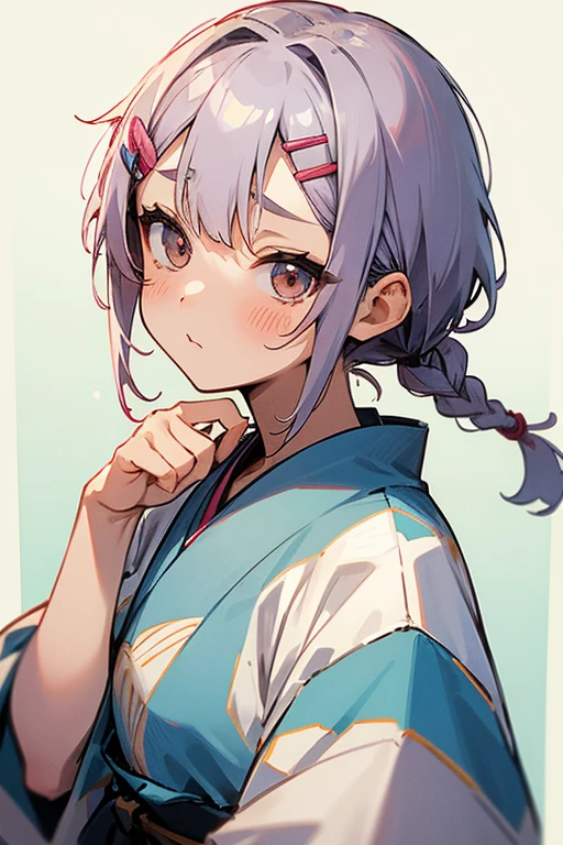 Short white hair, blush, 、Headbang 2.、、Braiding、2 hair clips、Tie your hair up、Okinawan style、The image of the face remains the same、Okinawa Costume、