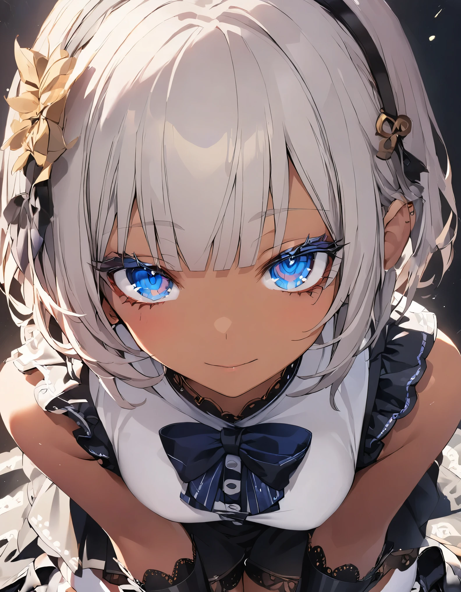Silver Hair　Black headband