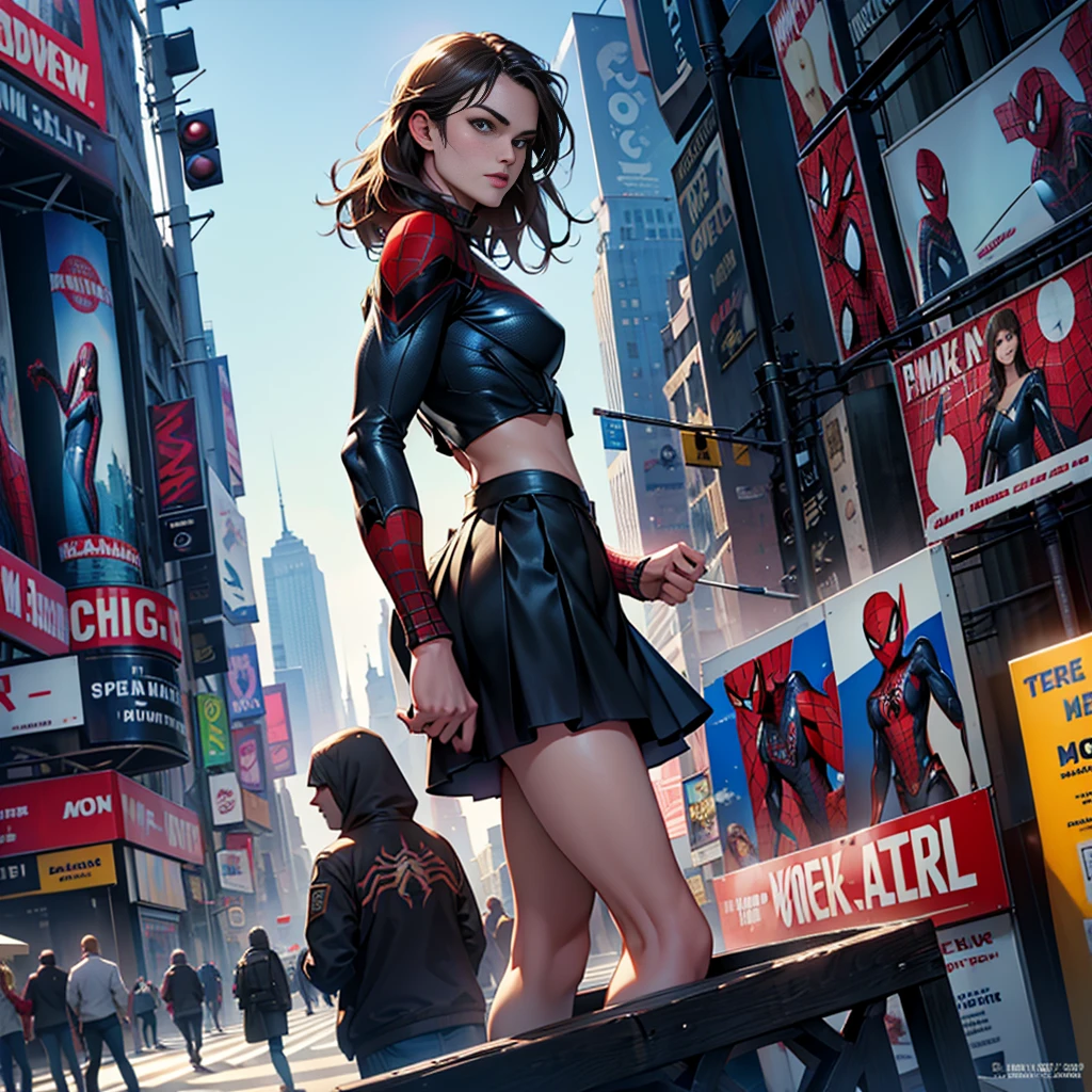 Keira Knightley、マーベルコミックの映画Poster、so beautiful、Movies about Spider-Man、sexy、whole body、Wearing a skirt、Premiere Date、Poster、belly buttonを突き出す、new york、She's wearing a ripped Spiderman suit、The suit is torn、Wearing a skirt、Red and black color scheme、dynamic、masterpiece、highest quality、Super detailed、Very detailed、Delicate and beautiful shine、Ultra-high resolution、Cinematic、break、breakドロップ、(Torn clothes:1.5)、(Wet clothes:1.4)、Bare shoulders、Real Rain、Wet Hair、belly button、Exposed Skin、sexyな肩を披露