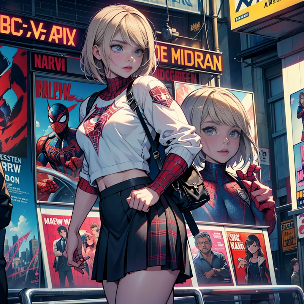 Chloe Grace Moretz、マーベルコミックの映画Poster、so beautiful、Movies about Spider-Man、sexy、whole body、Wearing a skirt、Premiere Date、Poster、belly buttonを突き出す、new york、She's wearing a ripped Spiderman suit、The suit is torn、Wearing a skirt、Red and black color scheme、dynamic、masterpiece、highest quality、Super detailed、Very detailed、Delicate and beautiful shine、Ultra-high resolution、Cinematic、break、breakドロップ、(Torn clothes:1.5)、(Wet clothes:1.4)、Bare shoulders、Real Rain、Wet Hair、belly button、Exposed Skin、sexyな肩を披露