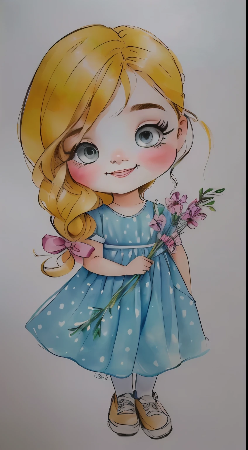 um close do desenho de uma garota sorrindo, garota de vestido, inspirado em Claire Hummel, desenho fofo, desenho de desenho animado, por Cicely Hey, garota chibi, desenho colorido, retrato de uma linda garota, vestido e rosto detalhados, personagem de desenho animado fofo, fofo de desenho animado, desenho colorido, caricatura, jovem, marca d'Water:-1