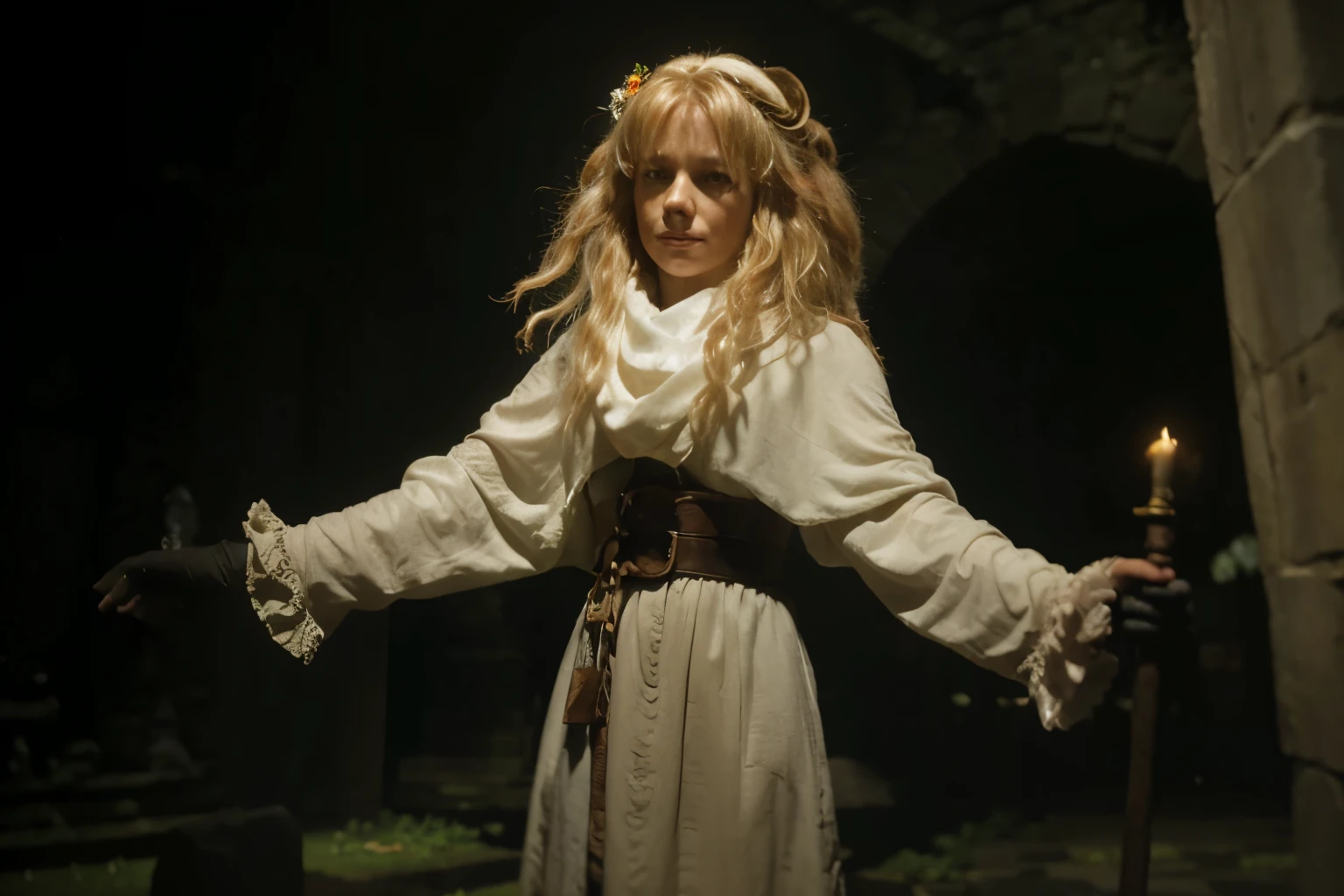(Best quality, 8k, 32k, Masterpiece, UHD:1.2) "Imagine the fantastical and whimsical setting of the labyrinth from the 1980s film 'Labyrinth,' directed by Jim Henson. Describe an intricate maze that defies logic and conventional geometry, filled with twisting paths, shifting walls, and hidden passages. The labyrinth is a place where the boundaries of reality blur, and the unexpected is the norm.

The landscape is a blend of surreal and gothic elements, with towering stone walls covered in creeping ivy, ancient statues, and mysterious doorways that sometimes lead to nowhere. The sky above is a perpetual twilight, casting an ethereal glow over the labyrinth, enhancing its dreamlike quality.

At the heart of the labyrinth lies the Goblin City, a chaotic and lively place inhabited by mischievous goblins. The city is a jumble of crooked buildings, narrow alleyways, and bustling marketplaces, all centered around the imposing castle of the Goblin King, Jareth. The castle is a striking gothic structure, with tall spires, grand halls, and a labyrinthine interior that mirrors the complexity of the maze outside.

Describe the various enchanting and perilous regions within the labyrinth, such as the Bog of Eternal Stench, with its foul, bubbling waters and noxious fumes; the Escher-like room with its impossible staircases; and the enchanted forest, where trees seem to whisper secrets and paths shift underfoot. Each area presents unique challenges and wonders, from magical creatures and helpful guides to treacherous traps and deceptive illusions.

Highlight the sense of adventure and wonder as characters navigate the labyrinth, encountering eccentric allies like Hoggle, the dwarf; Ludo, the gentle giant; and Sir Didymus, the brave and loyal fox-terrier knight. Emphasize the themes of self-discovery, bravery, and the power of imagination, as the protagonist strives to solve the labyrinth's mysteries and reach the Goblin King's castle.