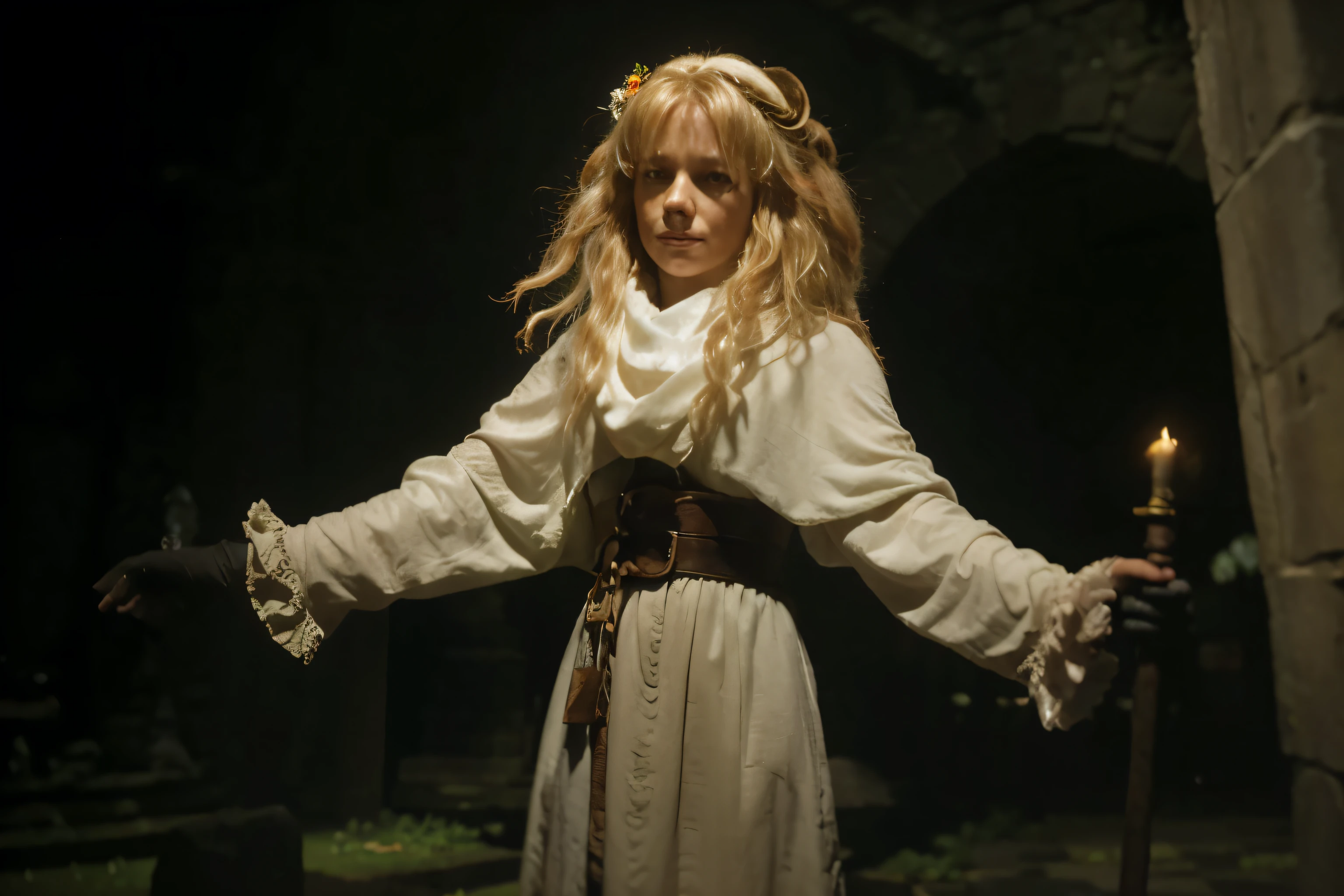 (Best quality, 8k, 32k, Masterpiece, UHD:1.2) "Imagine the fantastical and whimsical setting of the labyrinth from the 1980s film 'Labyrinth,' directed by Jim Henson. Describe an intricate maze that defies logic and conventional geometry, filled with twisting paths, shifting walls, and hidden passages. The labyrinth is a place where the boundaries of reality blur, and the unexpected is the norm.

The landscape is a blend of surreal and gothic elements, with towering stone walls covered in creeping ivy, ancient statues, and mysterious doorways that sometimes lead to nowhere. The sky above is a perpetual twilight, casting an ethereal glow over the labyrinth, enhancing its dreamlike quality.

At the heart of the labyrinth lies the Goblin City, a chaotic and lively place inhabited by mischievous goblins. The city is a jumble of crooked buildings, narrow alleyways, and bustling marketplaces, all centered around the imposing castle of the Goblin King, Jareth. The castle is a striking gothic structure, with tall spires, grand halls, and a labyrinthine interior that mirrors the complexity of the maze outside.

Describe the various enchanting and perilous regions within the labyrinth, such as the Bog of Eternal Stench, with its foul, bubbling waters and noxious fumes; the Escher-like room with its impossible staircases; and the enchanted forest, where trees seem to whisper secrets and paths shift underfoot. Each area presents unique challenges and wonders, from magical creatures and helpful guides to treacherous traps and deceptive illusions.

Highlight the sense of adventure and wonder as characters navigate the labyrinth, encountering eccentric allies like Hoggle, the dwarf; Ludo, the gentle giant; and Sir Didymus, the brave and loyal fox-terrier knight. Emphasize the themes of self-discovery, bravery, and the power of imagination, as the protagonist strives to solve the labyrinth's mysteries and reach the Goblin King's castle.