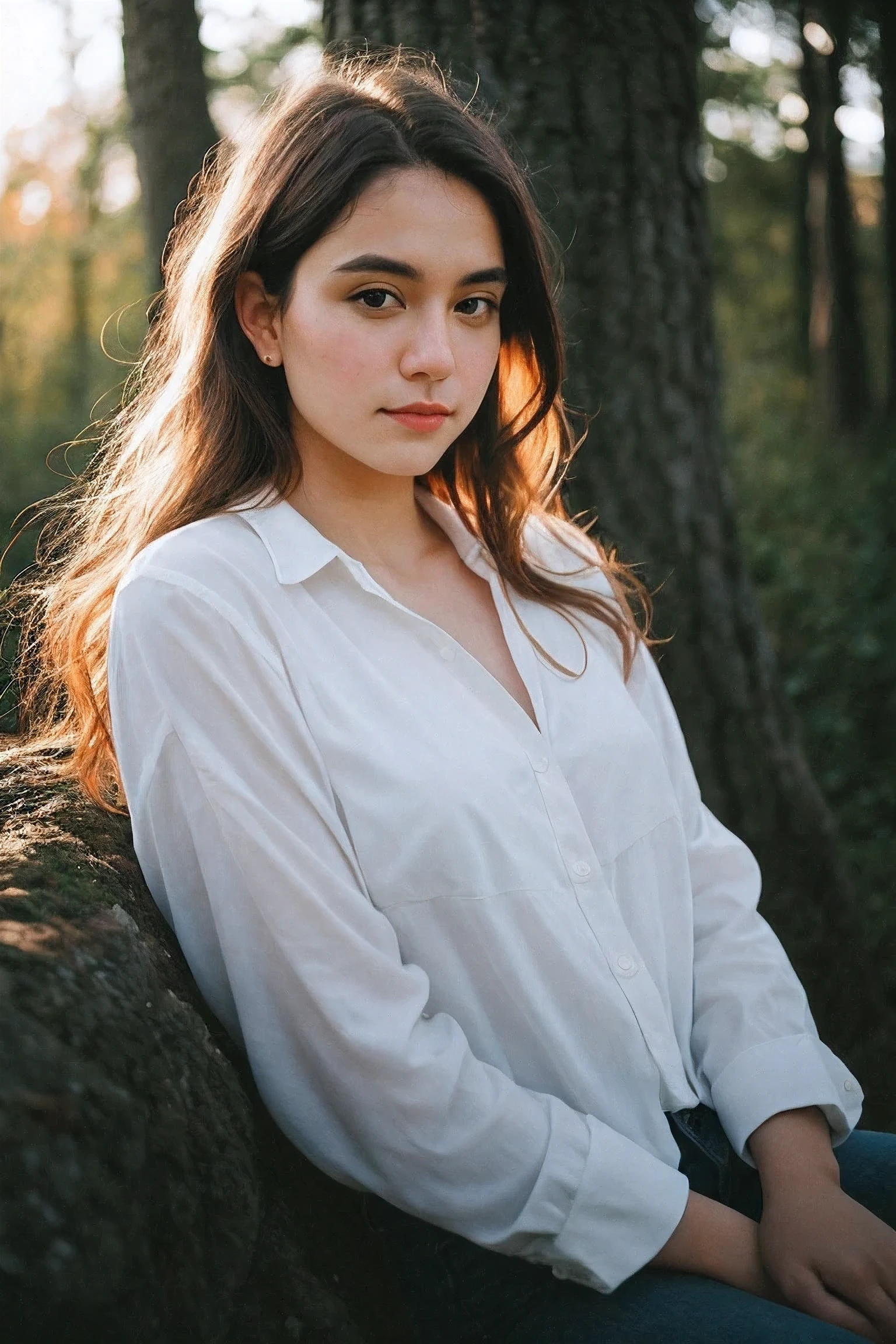 Portrait, shot on leica, shadowplay, gorgeous lighting, subtle pastel hues, outdoors