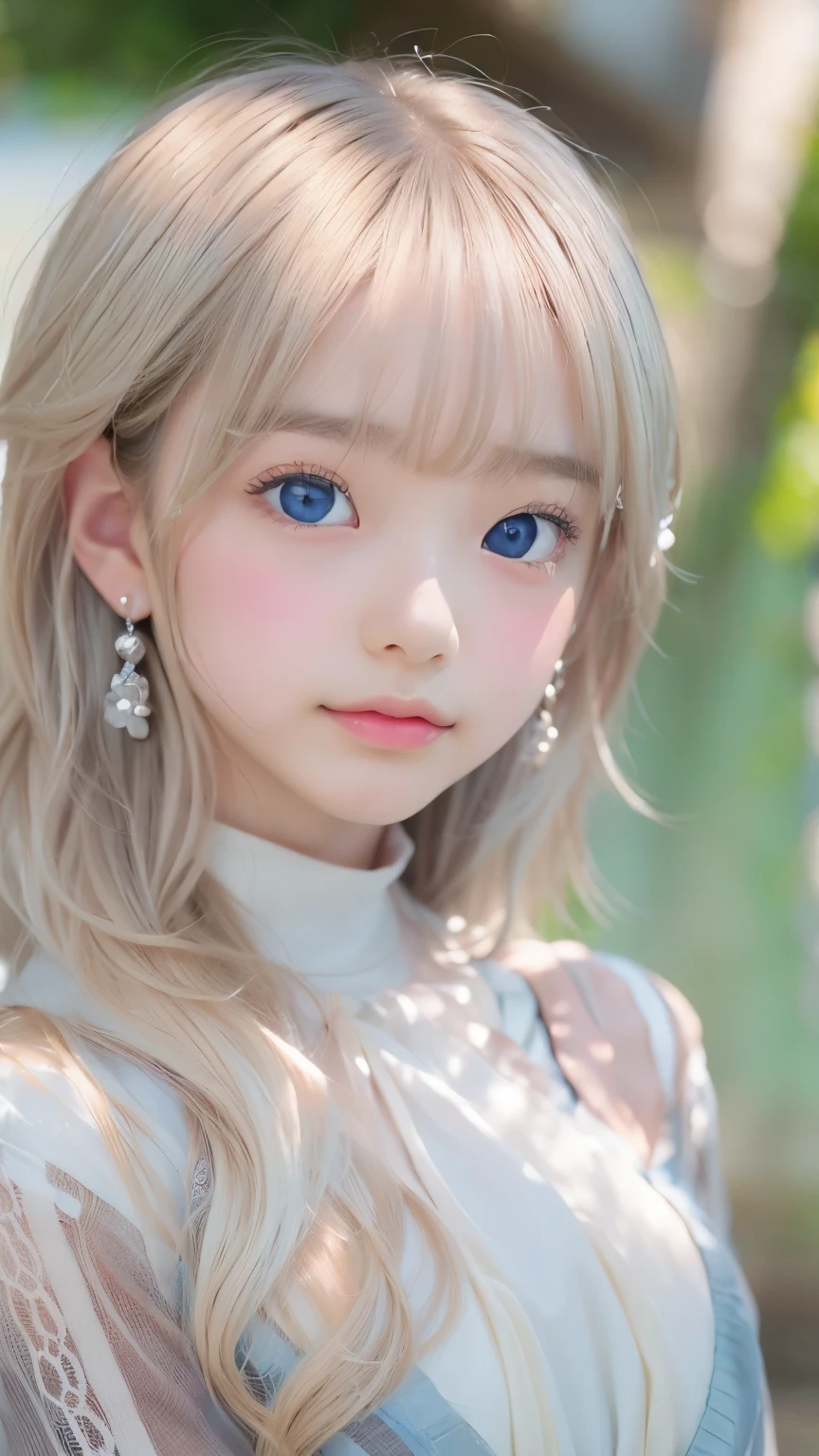 ((sfw: 1.4)), (( detailed face, cute face, detailed face,  professional photography)), ((((standing)), from back), (both hands on knee) , leaning forward,  earrings)), (( Shiny platinum blonde silk hair, beautiful shiny bangs, big clear sky blue eyes, very beautiful bright eye highlights, 1 Girl)), Ultra High Resolution, (Realistic: 1.4), RAW Photo, Best Quality, (Photorealistic Stick), Focus, Soft Light, (()), (( (young face))), (surface), (depth of field), masterpiece, (realistic), woman, bangs, ((1 girl))