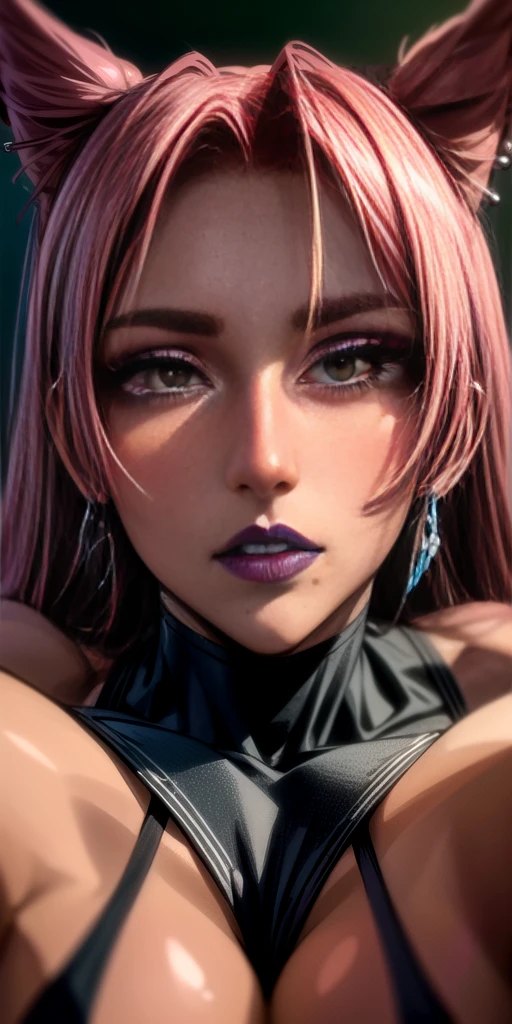 (masterpiece, high res, best quality:1.3) 8K, highly detailed, intricate, colorful, vibrant image, sharp focus, digital blending, 4K, trending on Pixiv Ingrid ((hell outfit)) solo, mature female, 30yo, MILF, curvy (dark skinned female:1.15) dark skin, posing, classroom (caring look:1.2) looking at viewer ((closeup shot, closeup face)) pink hair, very long hair, forehead, hair intakes, purple lipstick, makeup, mole under mouth, yellow eyes, perfect eyes, perfect face, ultra detailed hair, ultra detailed face, earrings, ultra detailed lips, ultra detailed lipstick