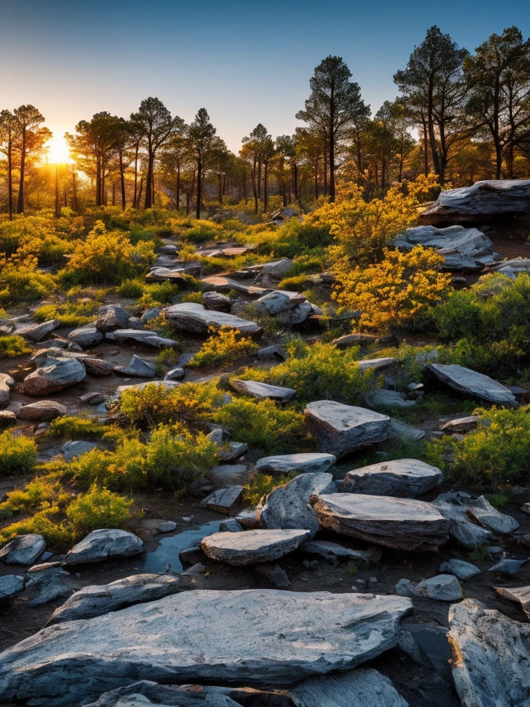 A forest of petrified wood in a natural environment, where ancient trees stand frozen in time, their bark replaced by shimmering stone reflecting the hues of the setting sun. The wood appears almost lifelike, with intricate patterns and textures visible on each petrified trunk, telling tales of a time long past. The surroundings are lush and vibrant, with colorful wildflowers blooming at the base of these stone giants, creating a stark contrast against the solid gray bark. The scene exudes a sense of eerie tranquility, as if the forest is holding its breath, waiting for whispers from a forgotten age to break the silence.BREAK--**futuristc city\(diamond,metallic,silver\)**, BREAK ,backgrownd\((simple black:1.5)(metallic,silver),reflection\),quality\(8k,wallpaper of extremely detailed CG unit, ​masterpiece,hight resolution,top-quality,top-quality real texture skin,hyper realisitic,increase the resolution,RAW photos,best qualtiy,highly detailed,the wallpaper\),,dynamic ultrarealistic angle, *(TruckersRule style)*