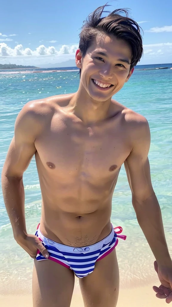 male Age 20 swimwear hawaii lifesaver smile