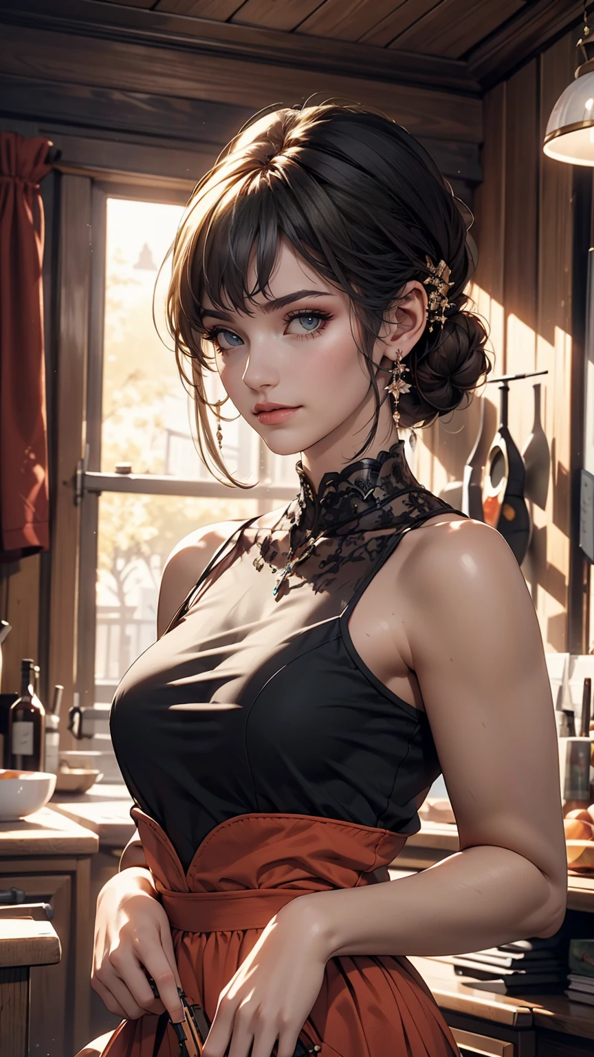 There's a woman with a gun in front of the spaceship., Surreal fantasy art, Eternal Ruin, Female Stormtrooper, Heavenly planets in the background, Inspired by Jan Victors, A boy with a shotgun in the foreground, Orianna, Gray Orange, Sand Dunes (2021) --16 pieces:9-5 o'clock.1