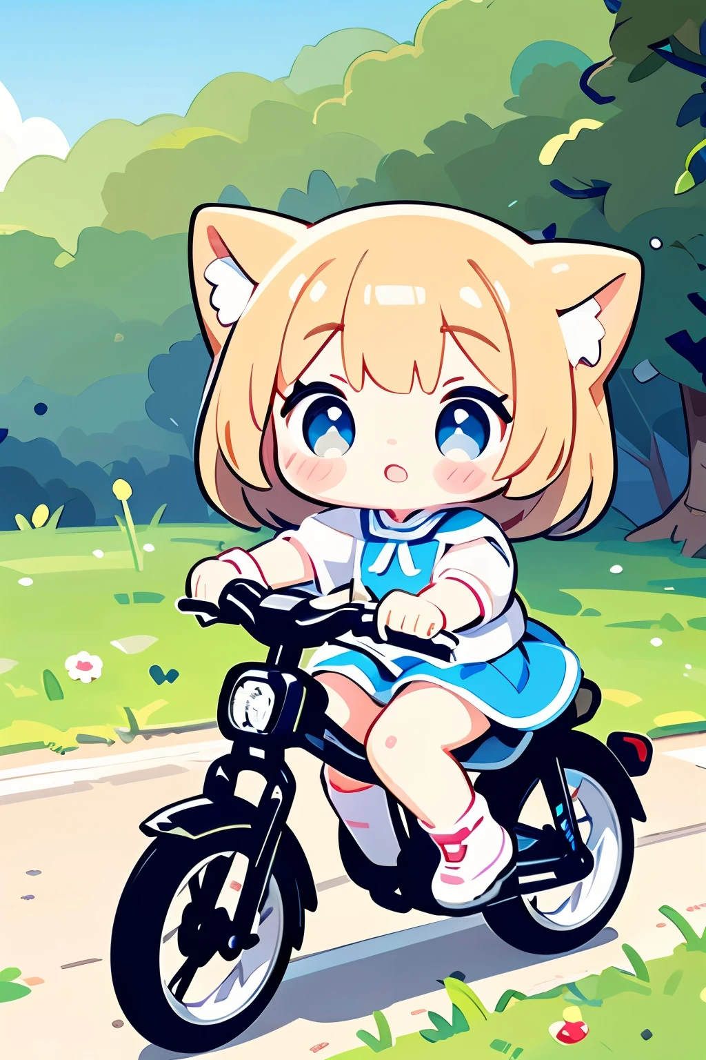 Photorealistic、Chibi Girl Doll(A presentation on the appeal of electric-assisted bicycles)
