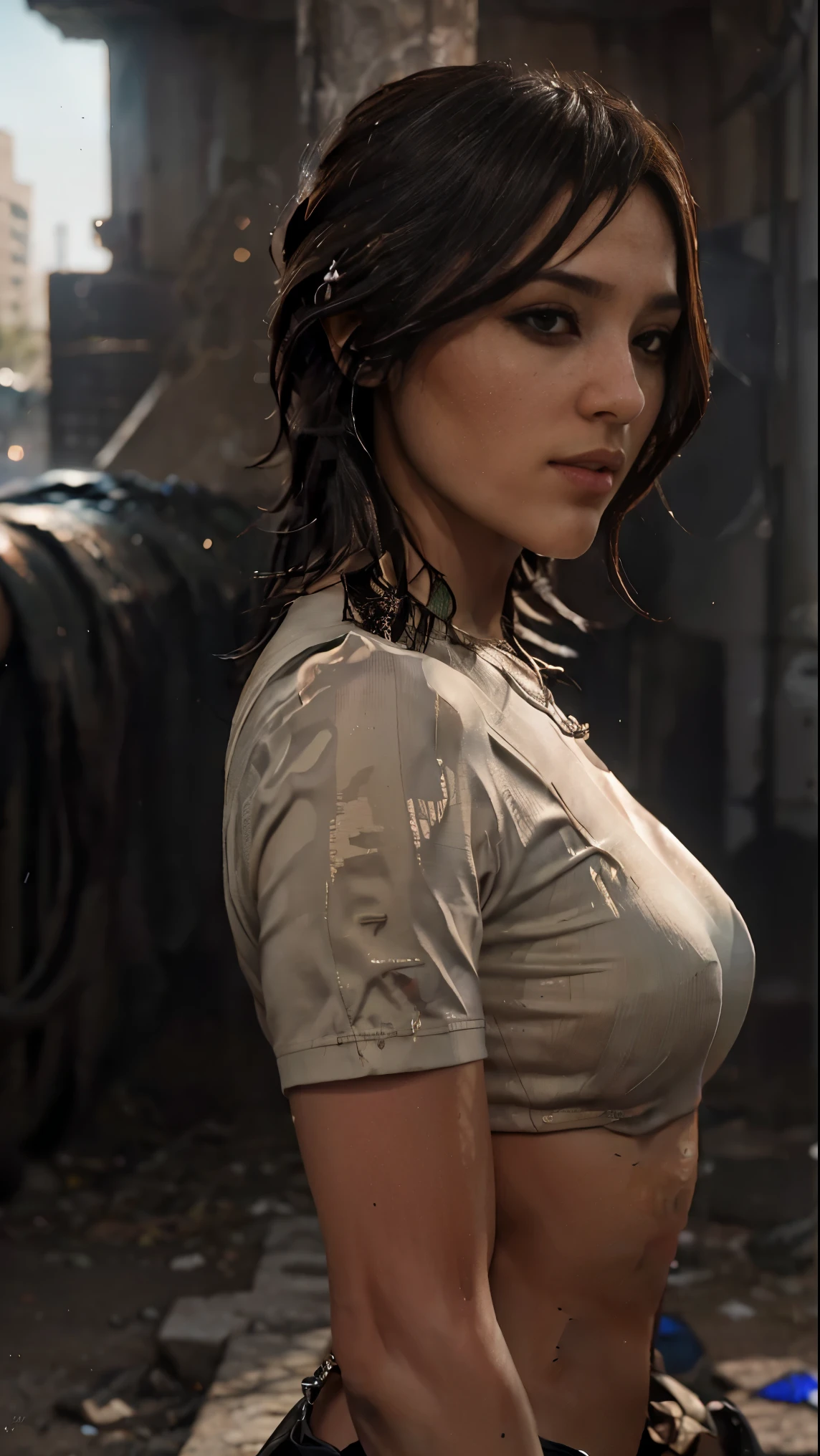 ((melhor qualidade)), ((obra de arte)), (detalhado:1.4), 3D, uma imagem de uma linda mulher cyberpunk,HDR (high-range dynamics),rastreamento de raio,nvidia rtx,Super-resolution,Irreal 5,underground dispersal,pbr texturing,Post-processing,Anisotropic filtering,Profundidade de campo,maximum clarity and sharpness,Texturas multicamadas,Albedo e mapas especulares,Surface shading,Accurate simulation of light-material interaction,perfect proportions,octane rendering,Two-tone lighting,grande abertura,ISO baixo,White balance,rule of thirds,8k cru, traje crisiano