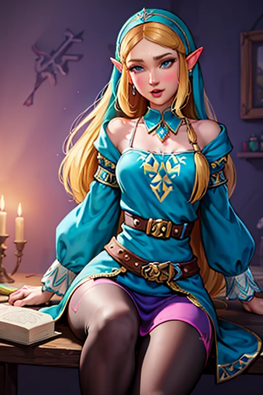 princess zelda, 1 garota, artist request, cinto, cabelo loiro, camisa azul, livro, Botas, inexpressivo, corpo todo, olhos verdes, high resolution, olhando para o espectador, Magia, nintendo, pants, Orelhas pontudas, camisa, cabelo curto, fundo simples, Sozinho, A Lenda de Zelda, A Lenda de Zelda: sopro da natureza, A Lenda de Zelda: Tears of the Kingdom, flor feita de luz, Magia