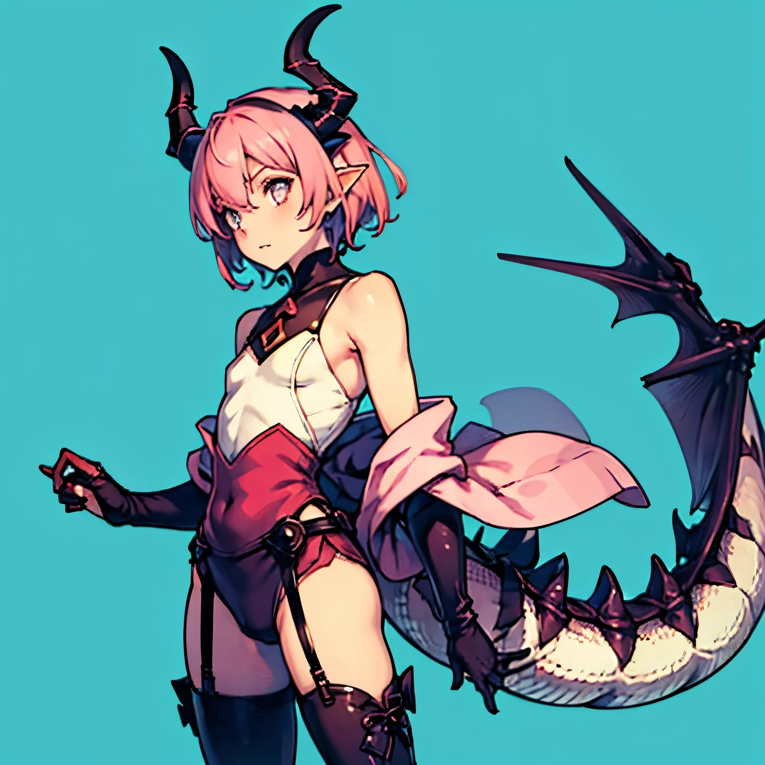 small male femboy with pink hair and dragon horns 
