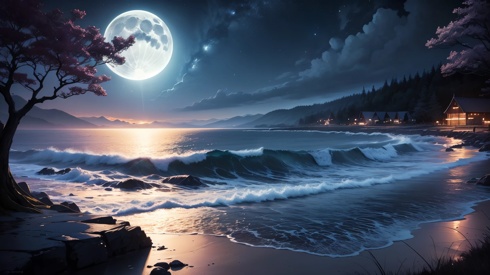 Fantastic night scenery、moonlight
