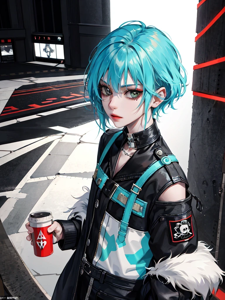 (Masterpiece:1.2, Best quality), (real photo, Intricate details), (1lady, solo, Upper body, small breast) ,all body,clothes:advance guard,advance guard,Experiment with appearance:Shave your head or bold hair color,Dramatic makeup,Unconventional fashion choice behavior:rebel、Not conformist、Provocation location:Urban Arts District、Underground music venues Hobbies:Take part in a punk show、Create mixed media art、Try different subcultural values:personality、authentic、Creative expression of inspiration:Punk rock music、Counterculture icons,Avant-garde art movement character traits:daring、daring、act outside the box。