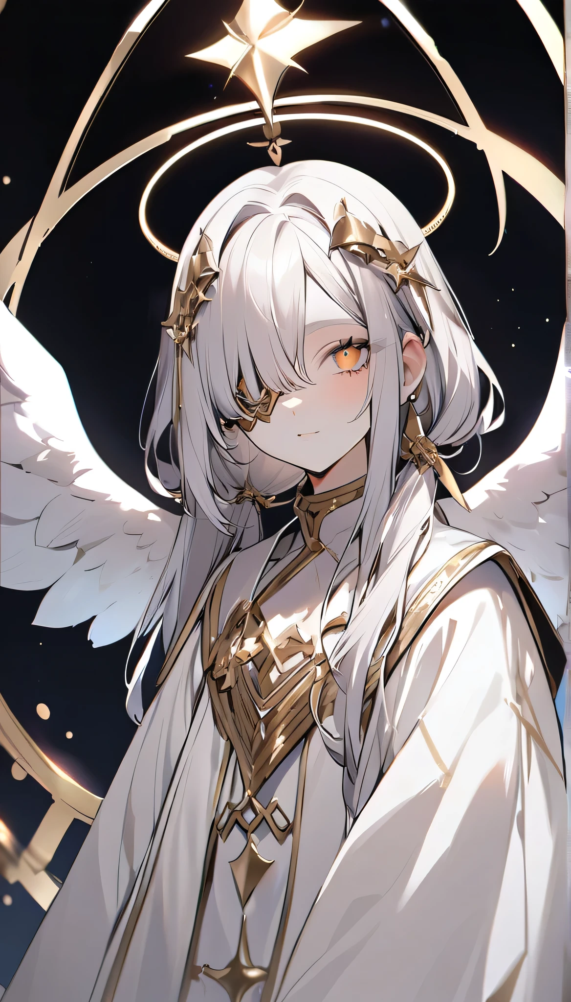 Looks like a holy looking angel.
and metal rings around the one-eyed eye.
ha muitas asas no anjo sagrado branco.