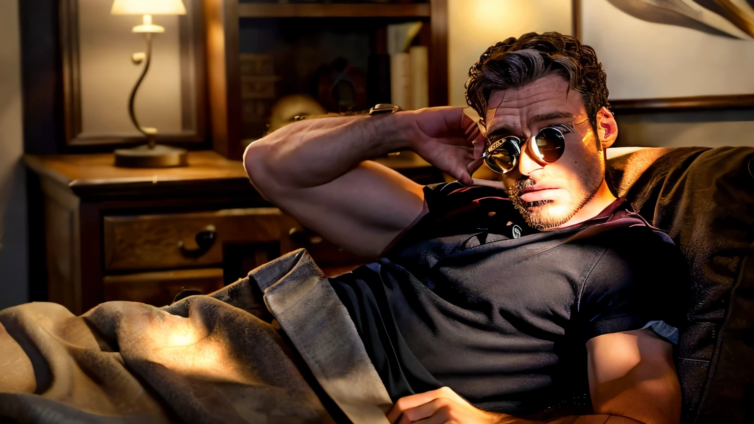medium shot, handsome male, realistic, professional photo 4k, high resolution, high detail, wearing a casual shirt,  richardmadden person
