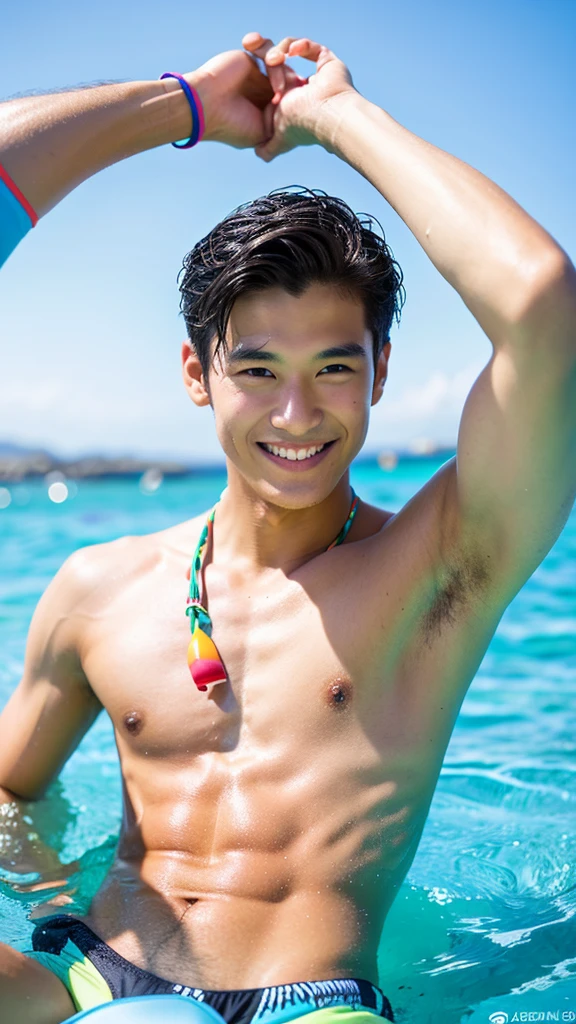 male　Age 24 swimwear hawaii lifesaver smile